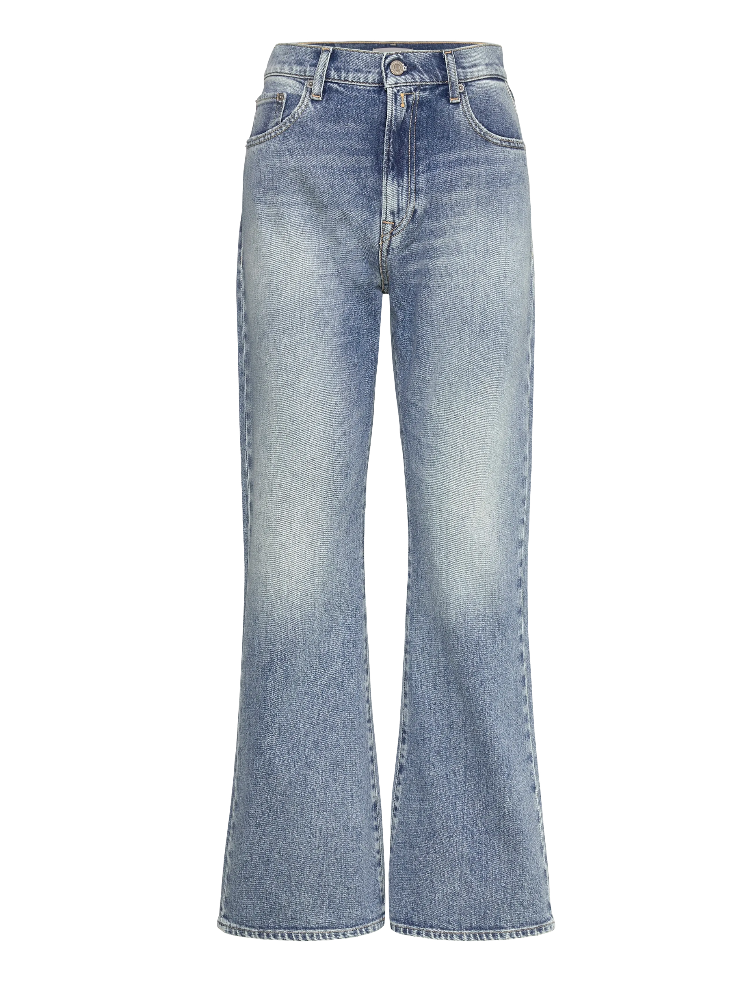 BECKA Trousers MID WAIST FLARED Original - BLUE