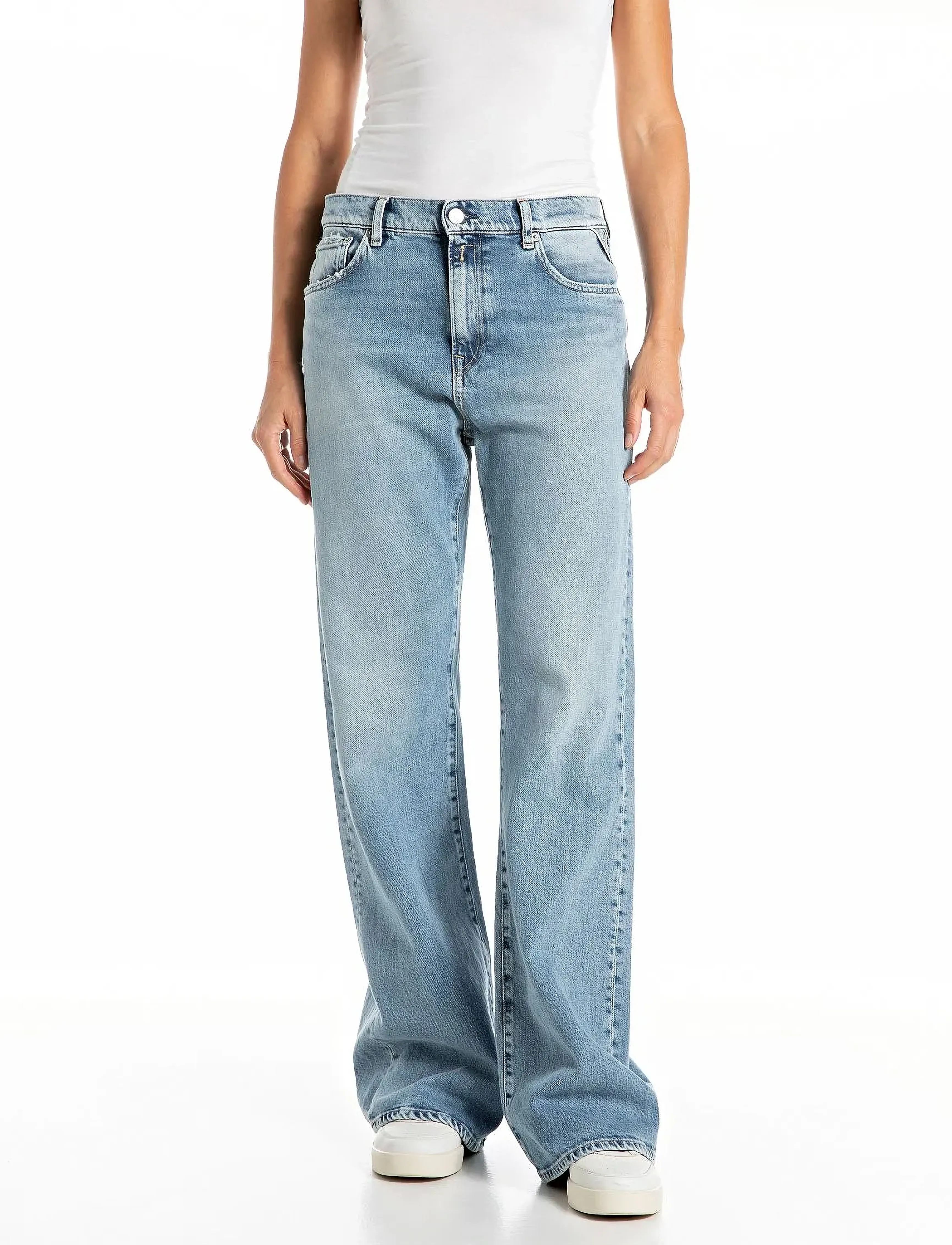 Replay - BECKA MID WAIST FLARED Original DENIM Trousers - nuo kelių platėjantys džinsai - blue - 0
