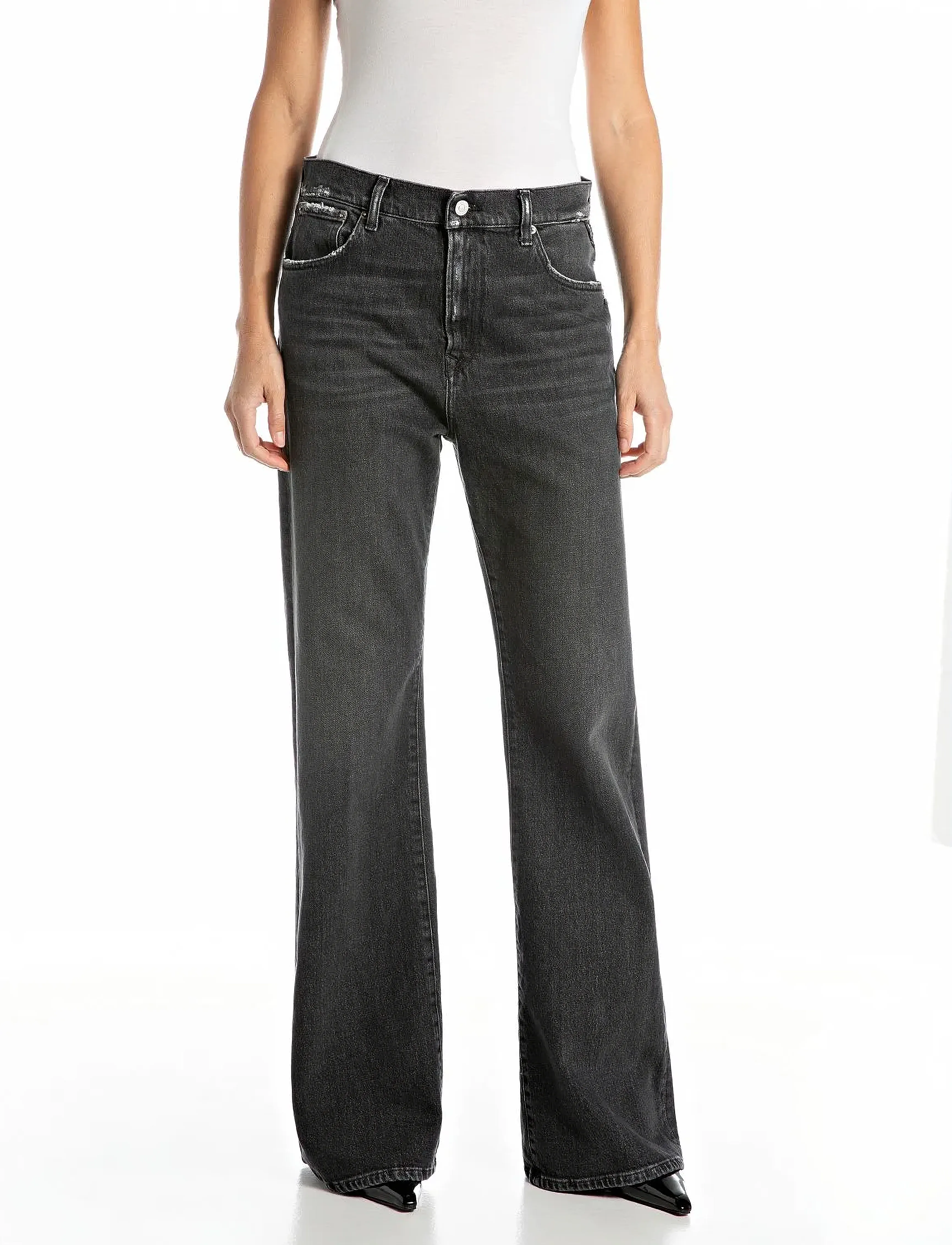 Replay Becka Trousers Mid Waist Flared Original, 31 x 34, Jeans, Grau - Flares, Frauen