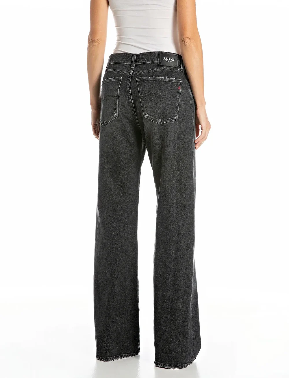 Replay - BECKA Trousers MID WAIST FLARED Original - schlaghosen - grey - 3