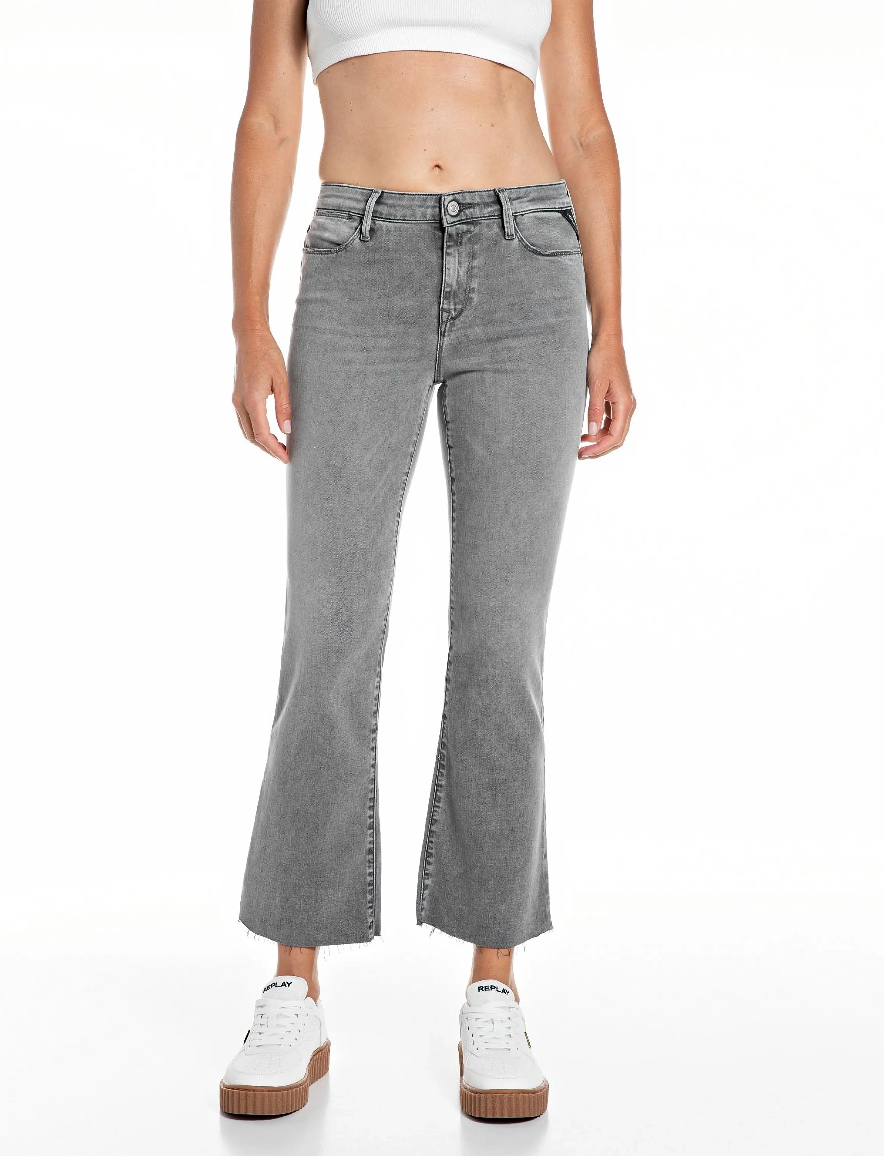 Replay ZOLIE FLARE Trousers FLARE - Riided - GREY / grey