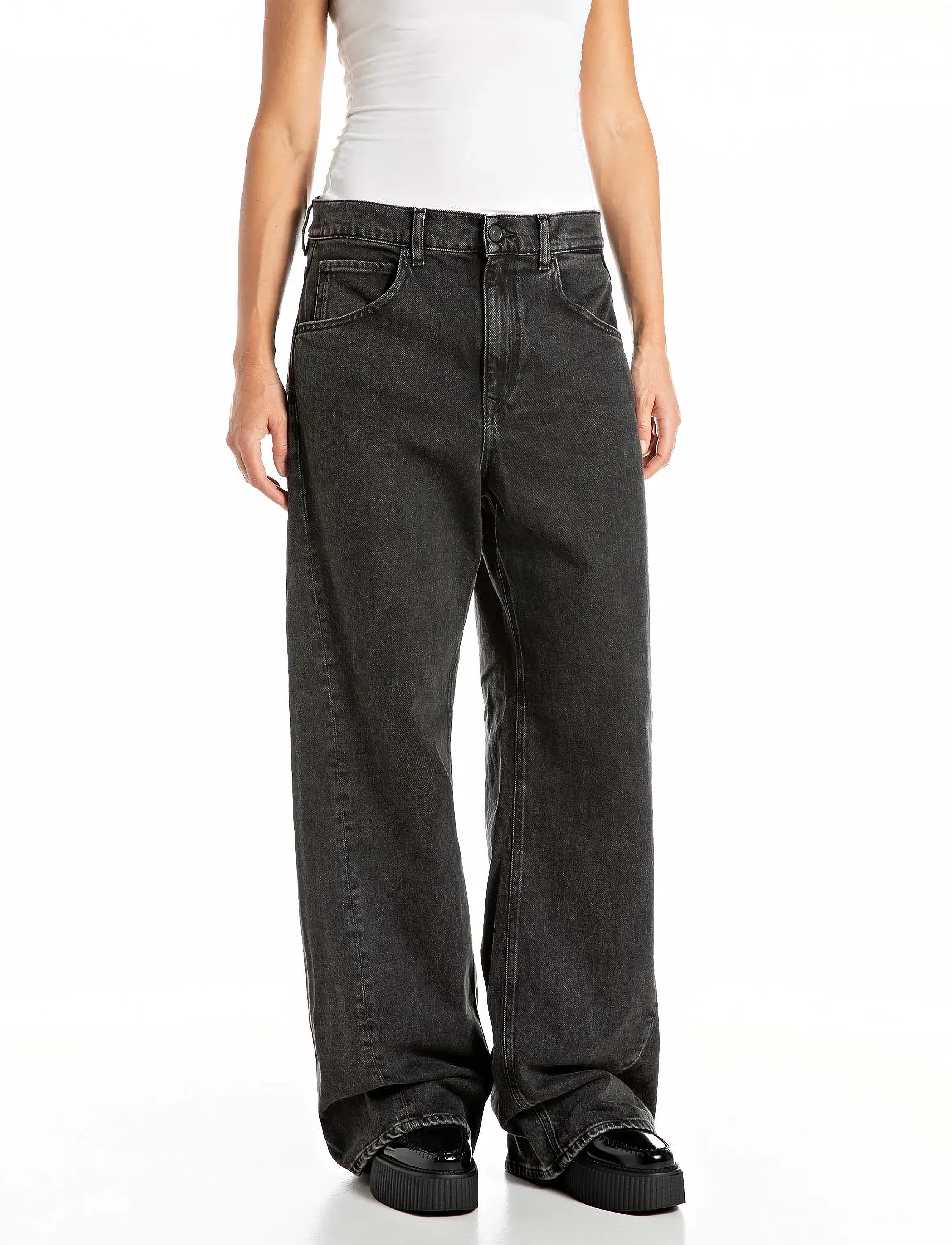 Replay Narja Trousers Baggy, 27 x 28, Grey, Jeans > Vidde, Dame