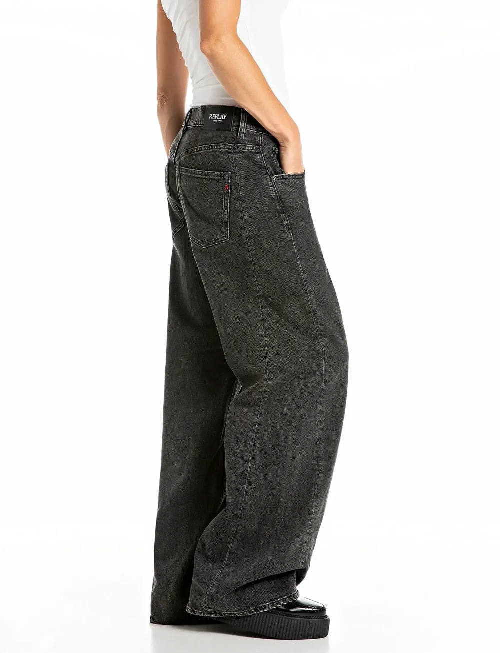 Replay - NARJA Trousers BAGGY - vide jeans - grey - 4