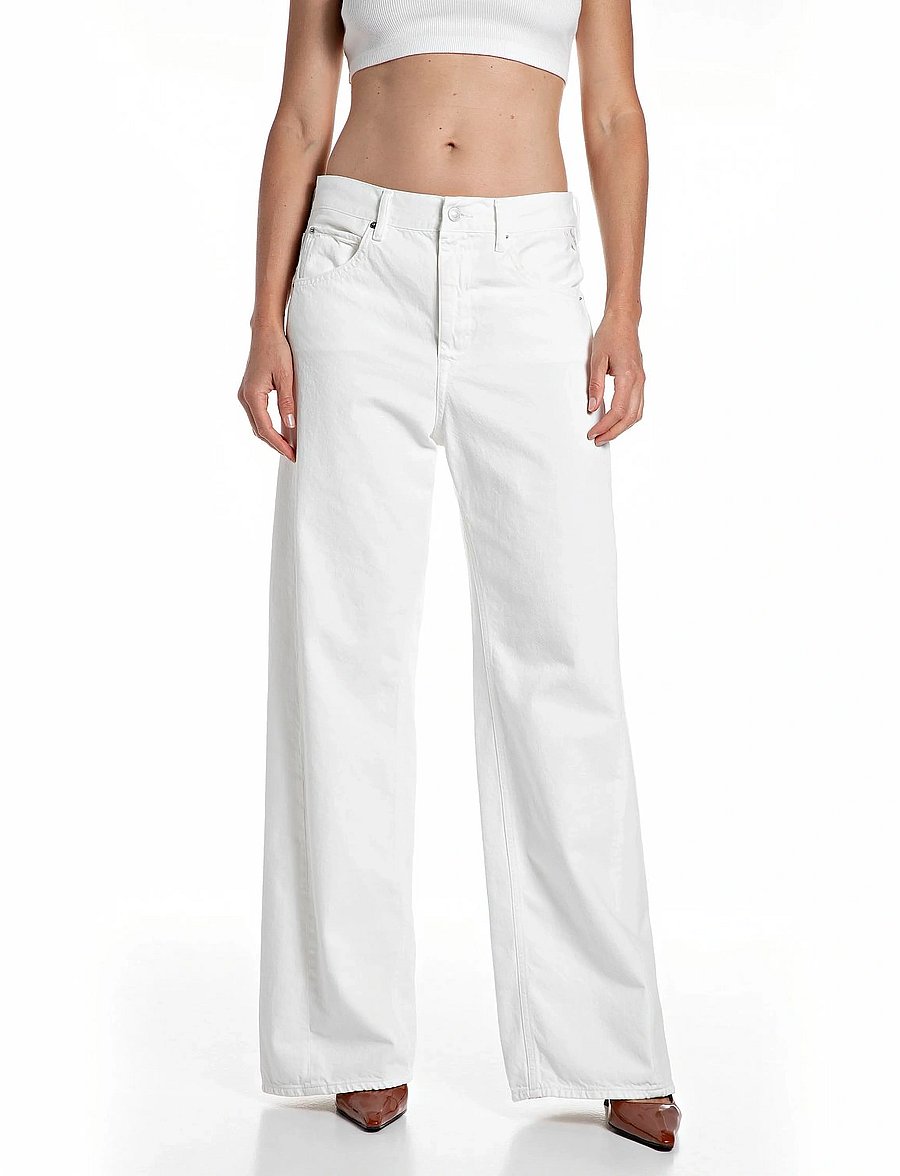 Replay - NARJA Trousers BAGGY - brede jeans - white - 0