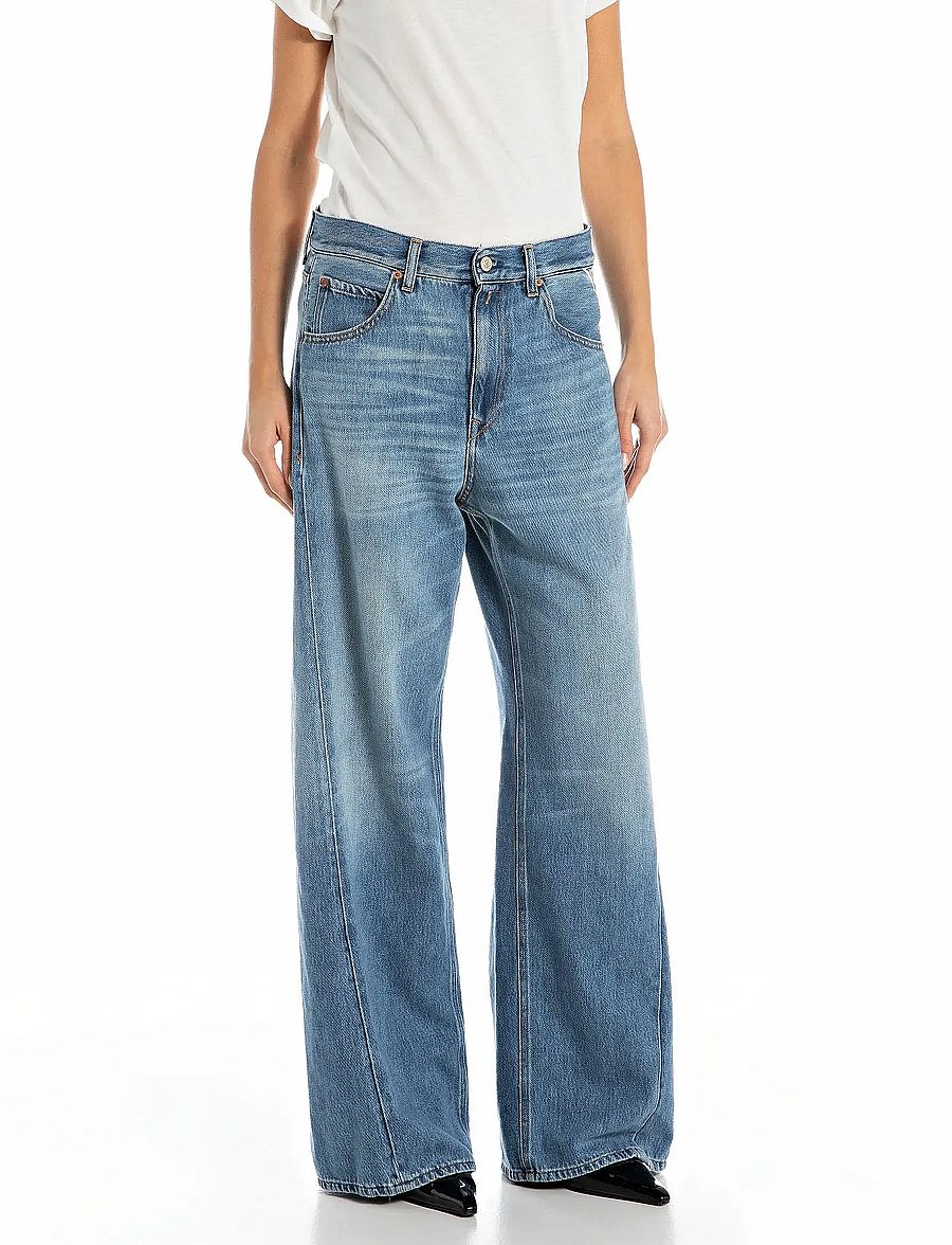 Replay - NARJA Trousers BAGGY - hosen mit weitem bein - blue - 0