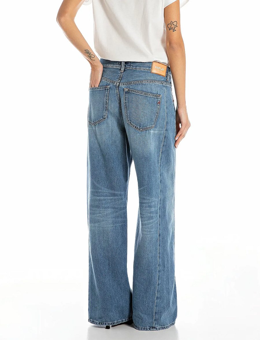 Replay - NARJA Trousers BAGGY - hosen mit weitem bein - blue - 3