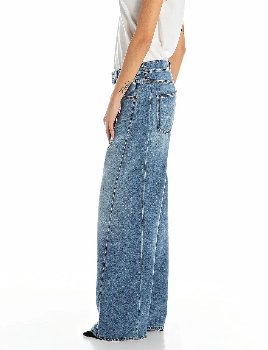 Replay - NARJA Trousers BAGGY - hosen mit weitem bein - blue - 4