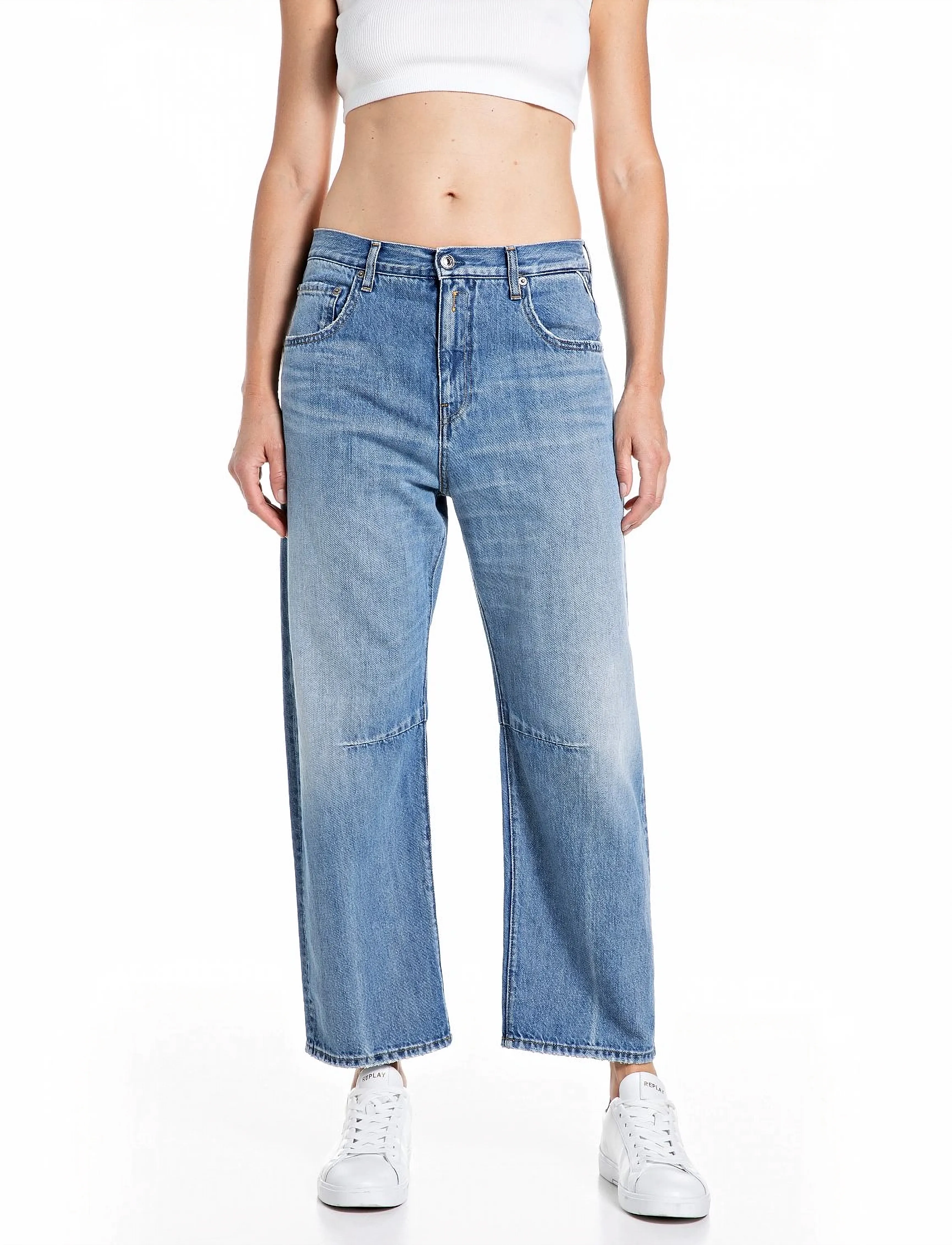 Replay JANIE Trousers BARREL - Denimkläder - BLUE / blue