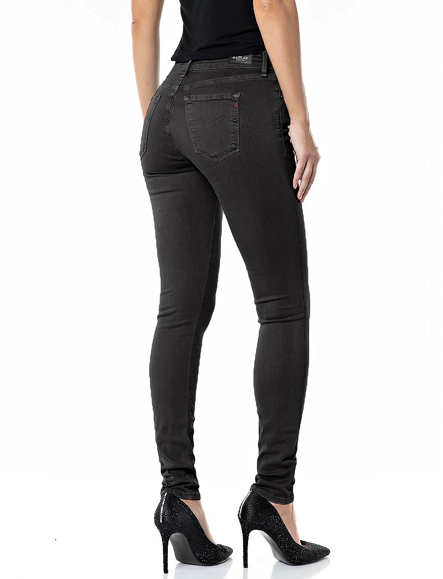 Replay - NEW LUZ Trousers SKINNY Hyperflex Colour XLite - skinny jeans - black - 3
