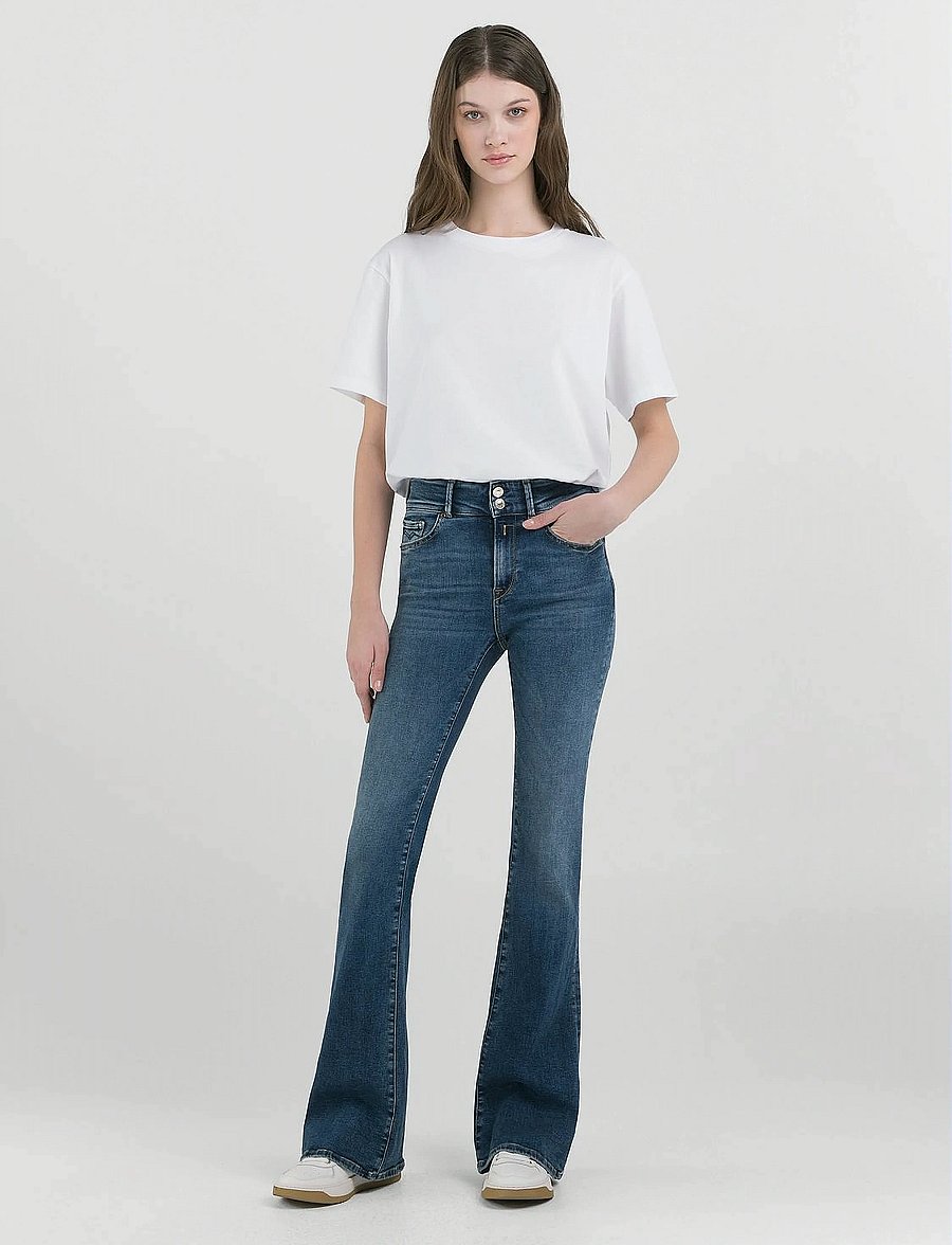 Replay - NEWLUZ FLARE FLARE DENIM Trousers - utsvängda jeans - blue - 5