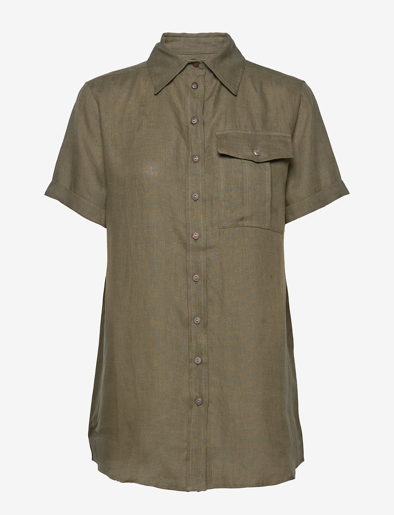 Residus - PINE LINEN SHIRT - dark pine - 0