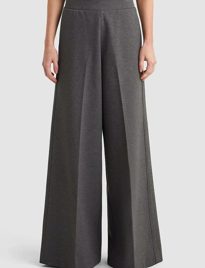 Residus - LUNA PANTS - wide leg trousers - graphite melange - 0