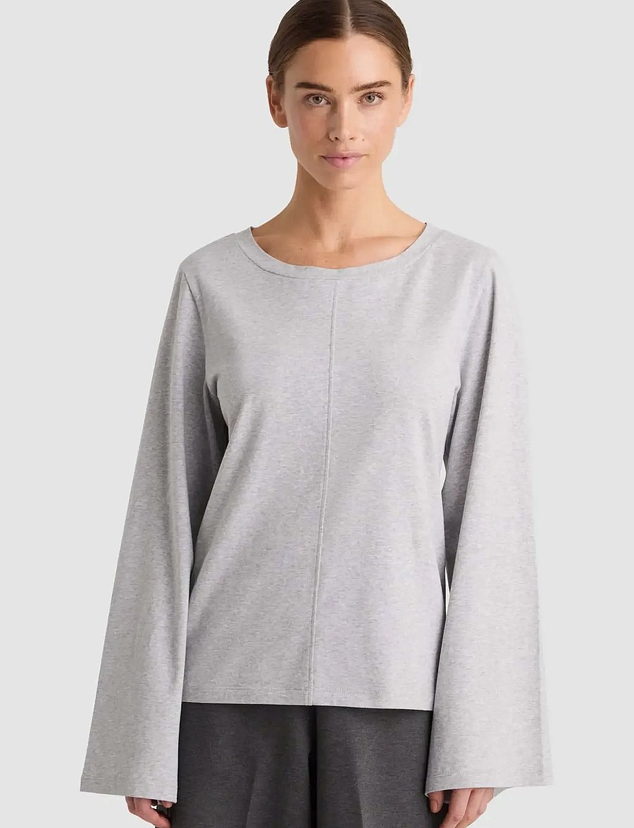 Residus - THELMA TOP - topi ar garām piedurknēm - grey melange - 0