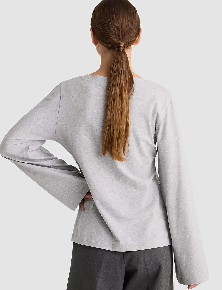 Residus - THELMA TOP - topi ar garām piedurknēm - grey melange - 3