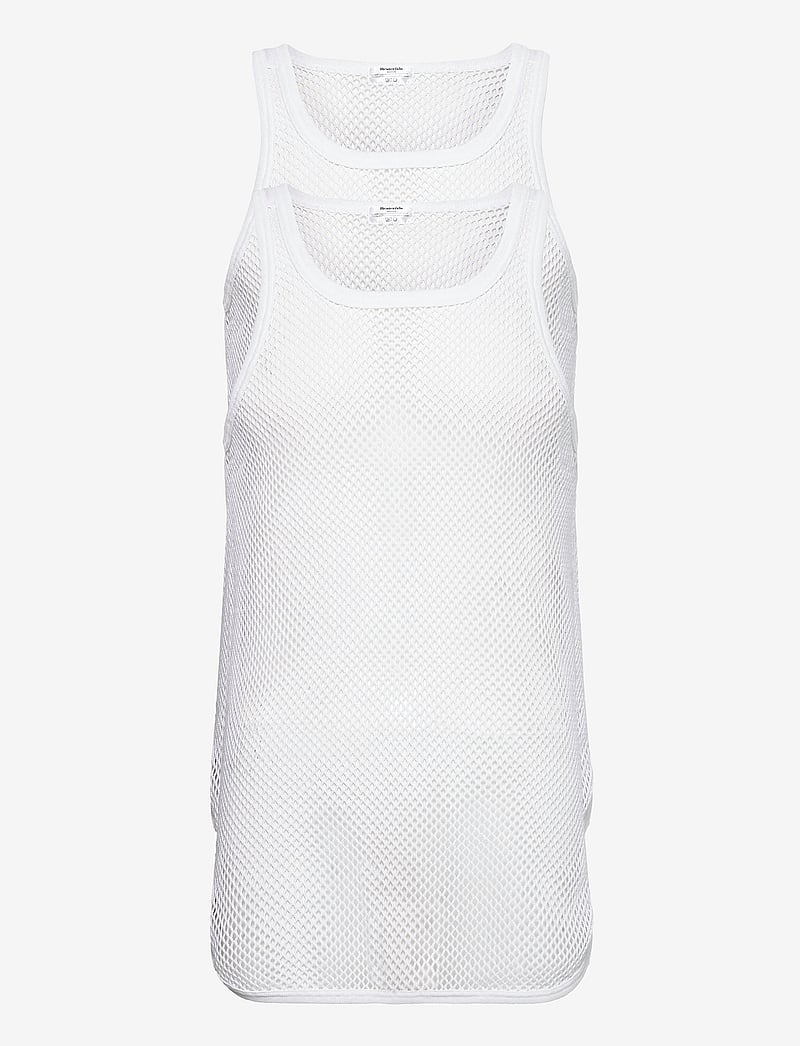 Resteröds - Brynje grovmasket singlet 2-pa - linnen - vit - 0