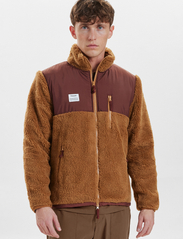 Resteröds - Panel Zip Fleece - sweatshirts - brun - 3