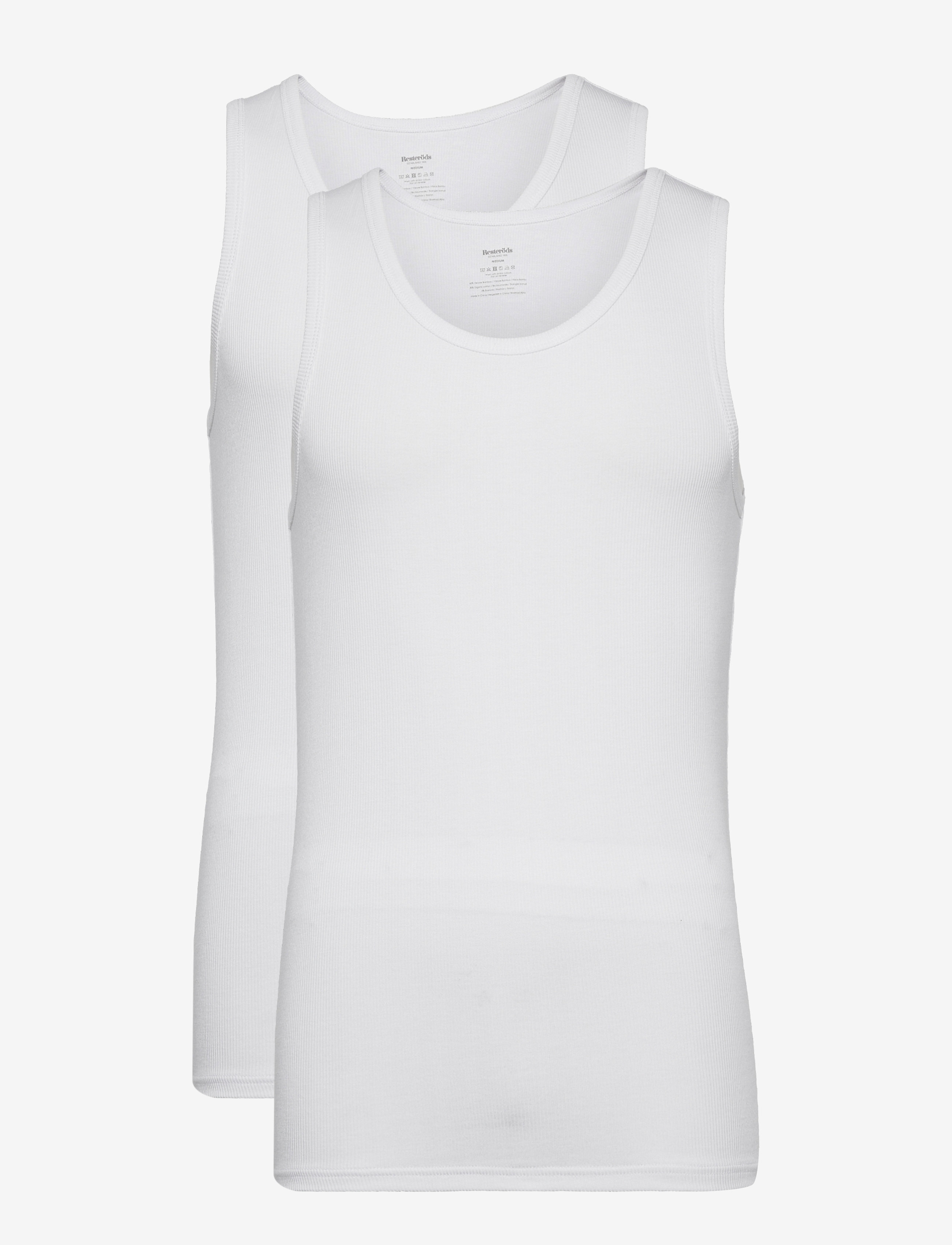 Resteröds Tanktop 2-Pack Bamboo Fsc, L, White, T-Shirts > Uden Ærmer, Herre