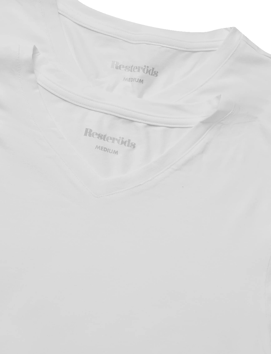 Resteröds - RTBamboo V-neck tee 2-pack - pyjamaoberteile - white - 2