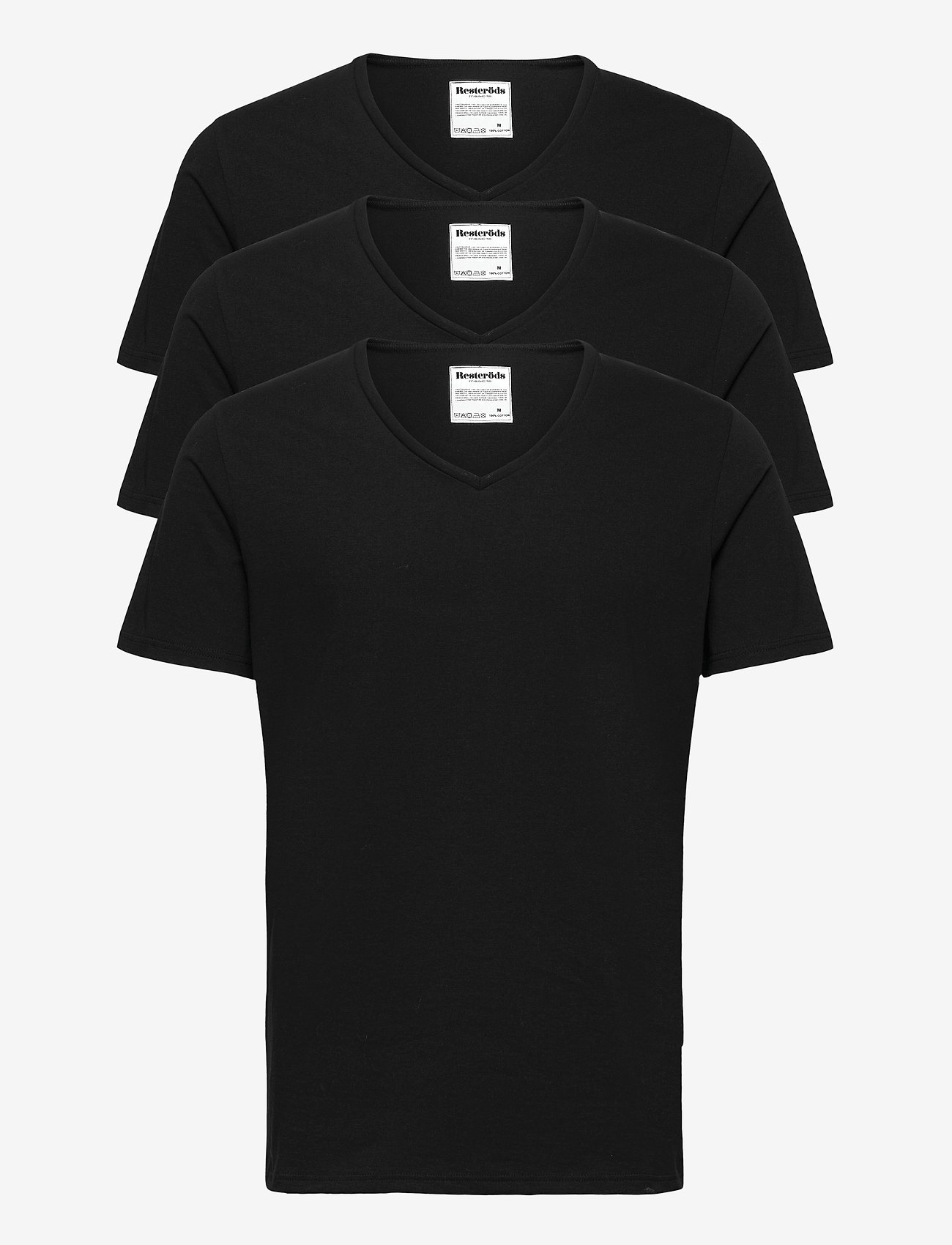 Resteröds - ORIGINAL men's V-neck tee 3-p. - basic t-shirts - black - 0