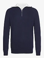 Knitted Zip Pullover - NAVY