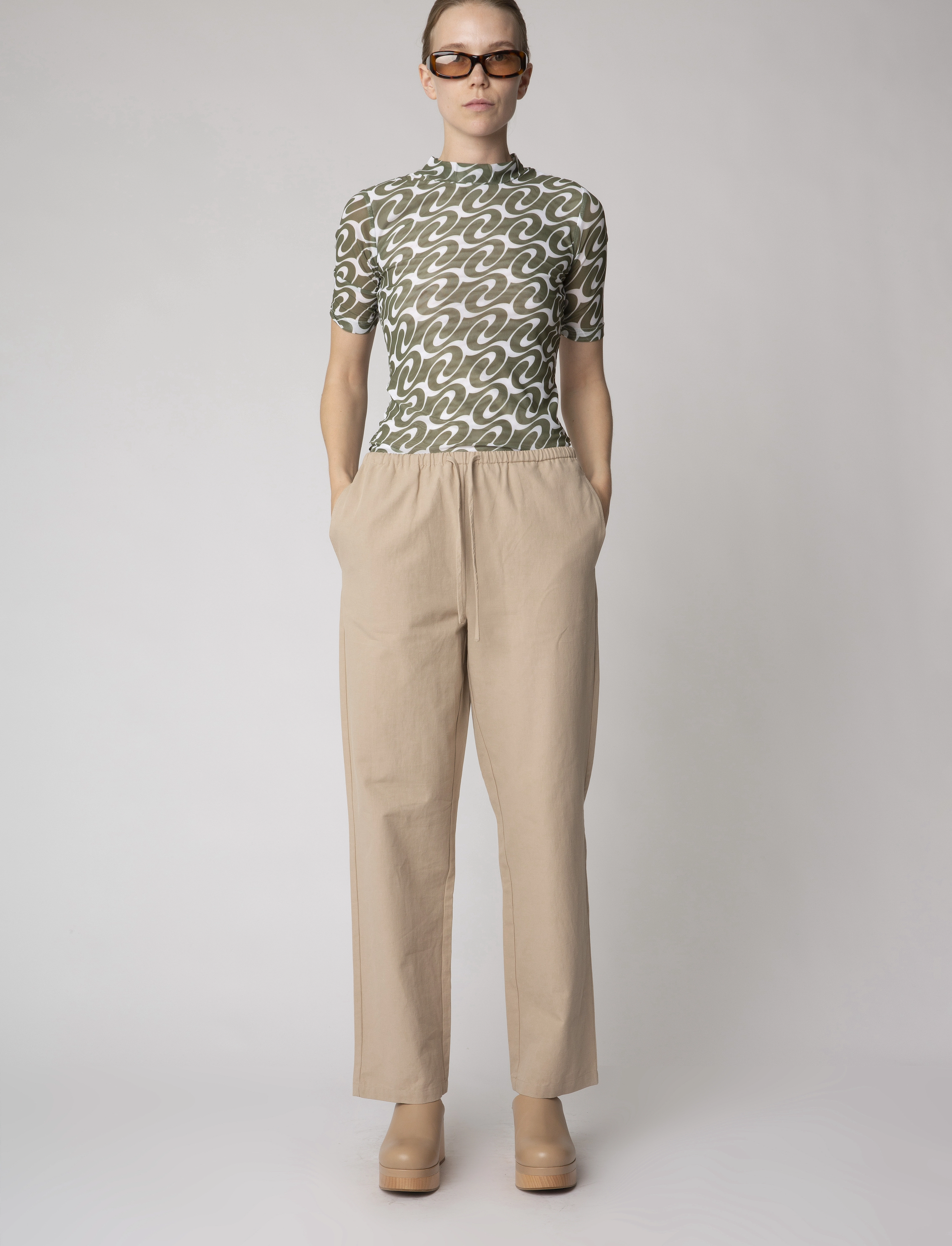 Résumé Rowerrs Blouse, Kvinder, Højhalset Mesh Bluse, Grøn, Str: XS