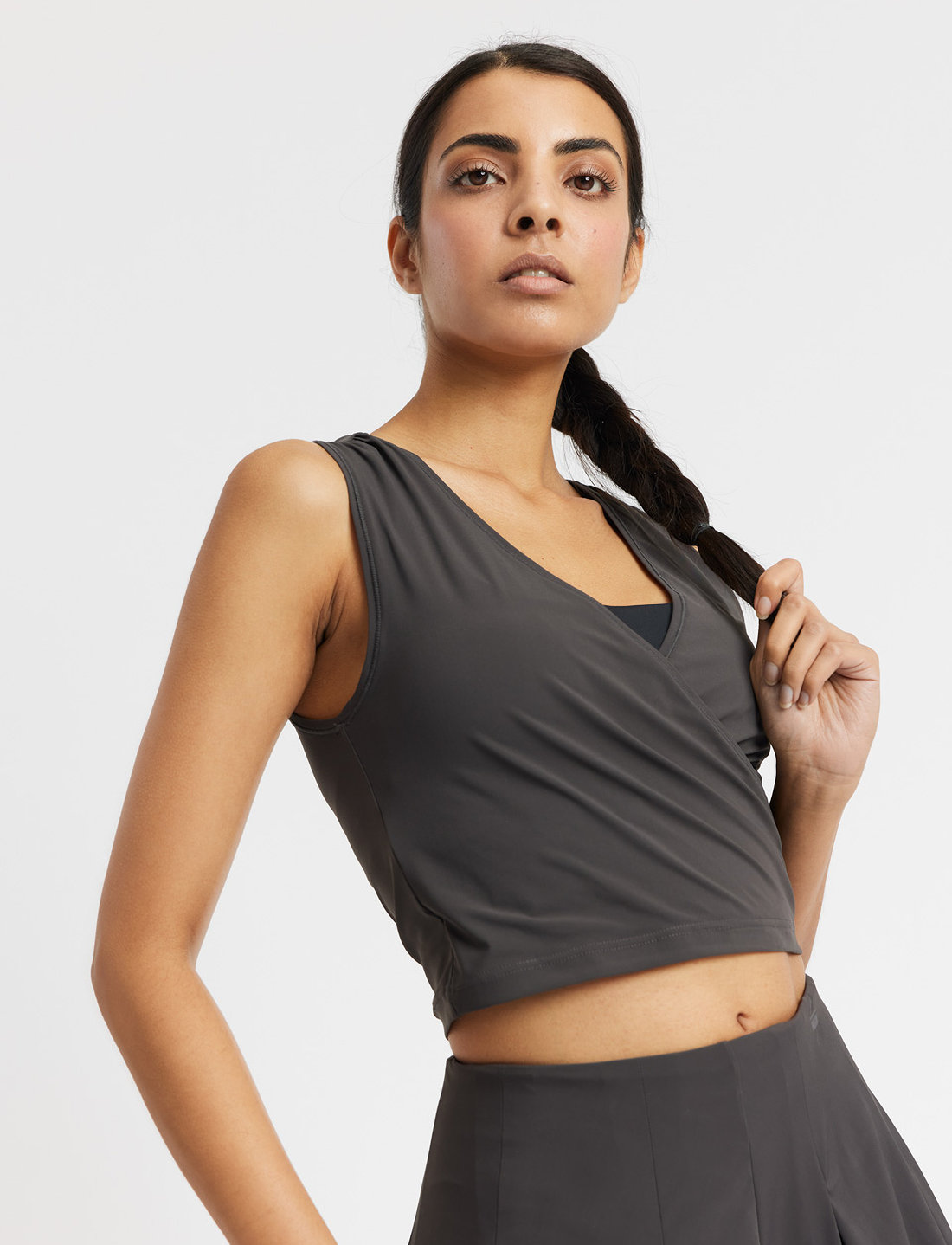 Rethinkit Studios - Wrap Top Athene - crop tops - almost black - 0