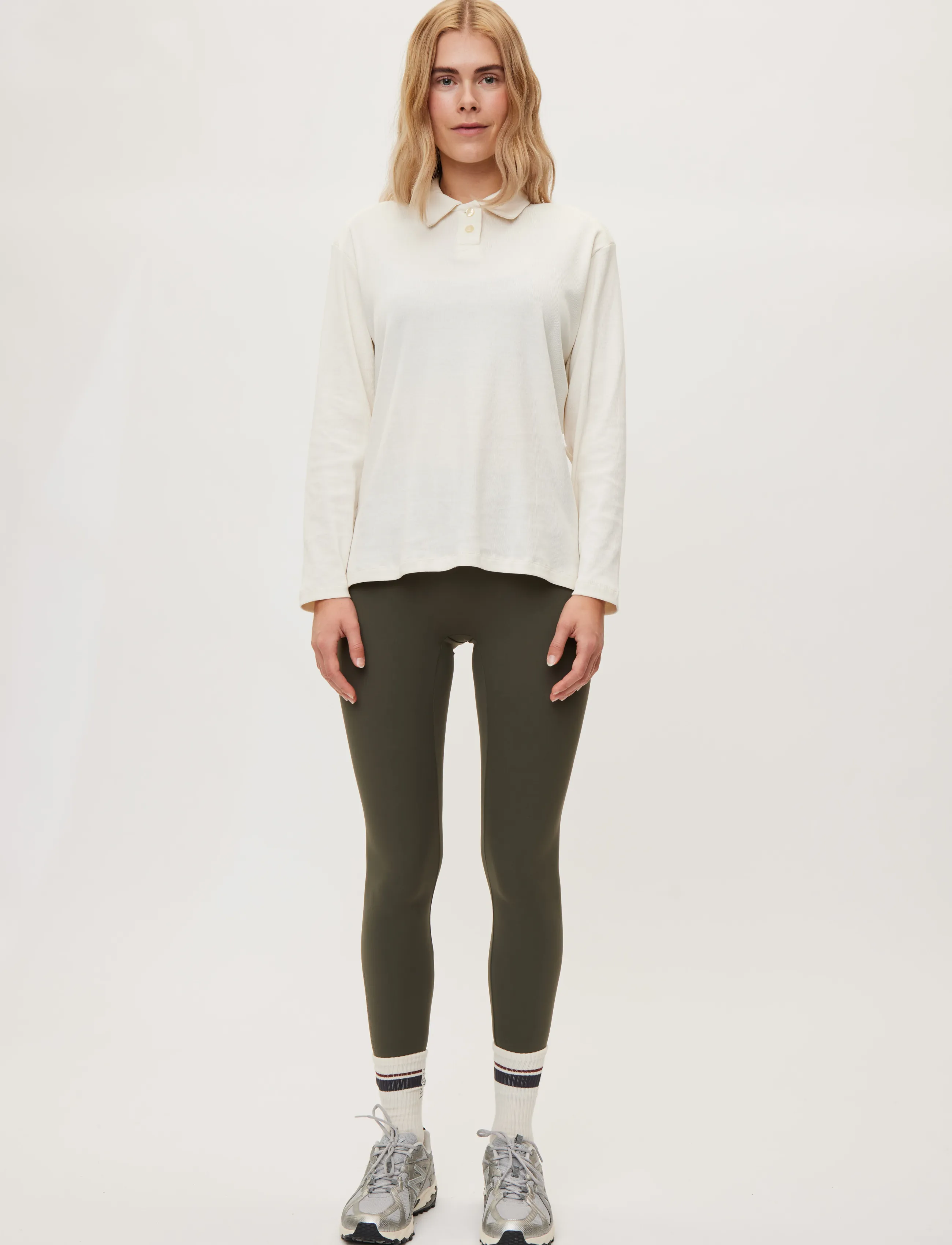 Rethinkit Studios Rib Polo LS Elevate - Polo Shirts - IVORY / cream