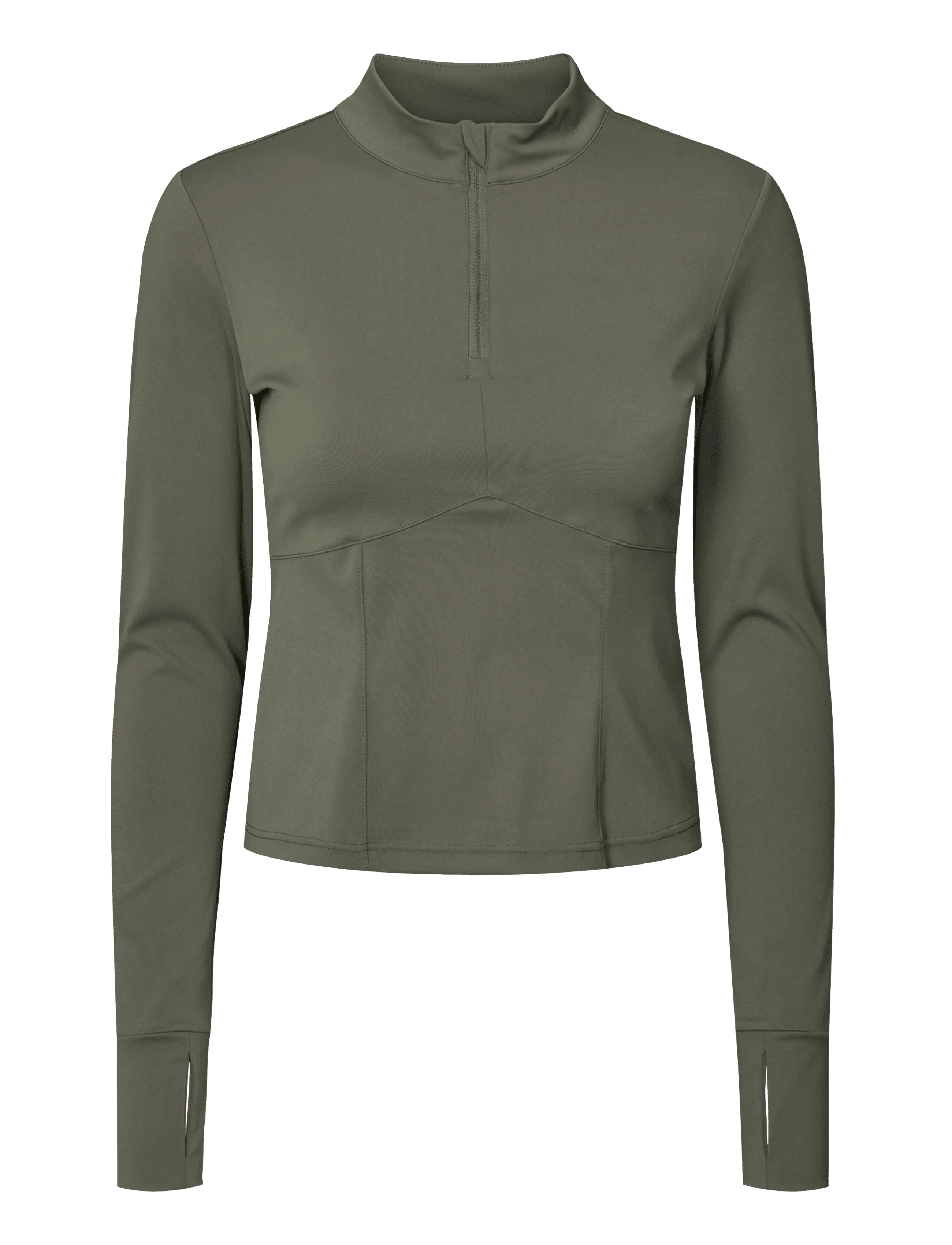 RETHINKIT STUDIOS Butter Soft Half Zip True To Body Khaki - XS - Damen