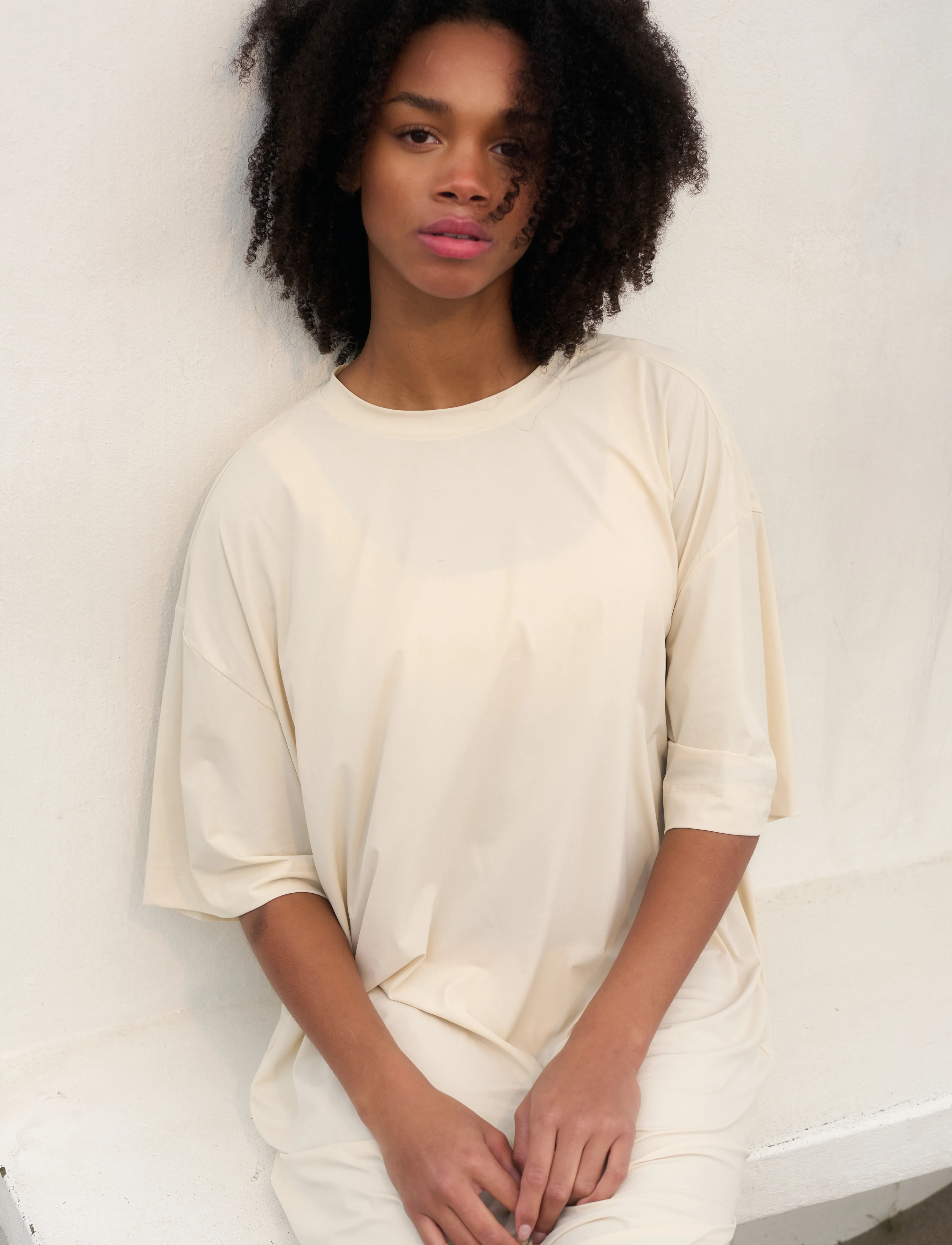 Rethinkit Studios - HANGOUT Tee Dress Slit - dresses - 3355 summer sand - 5