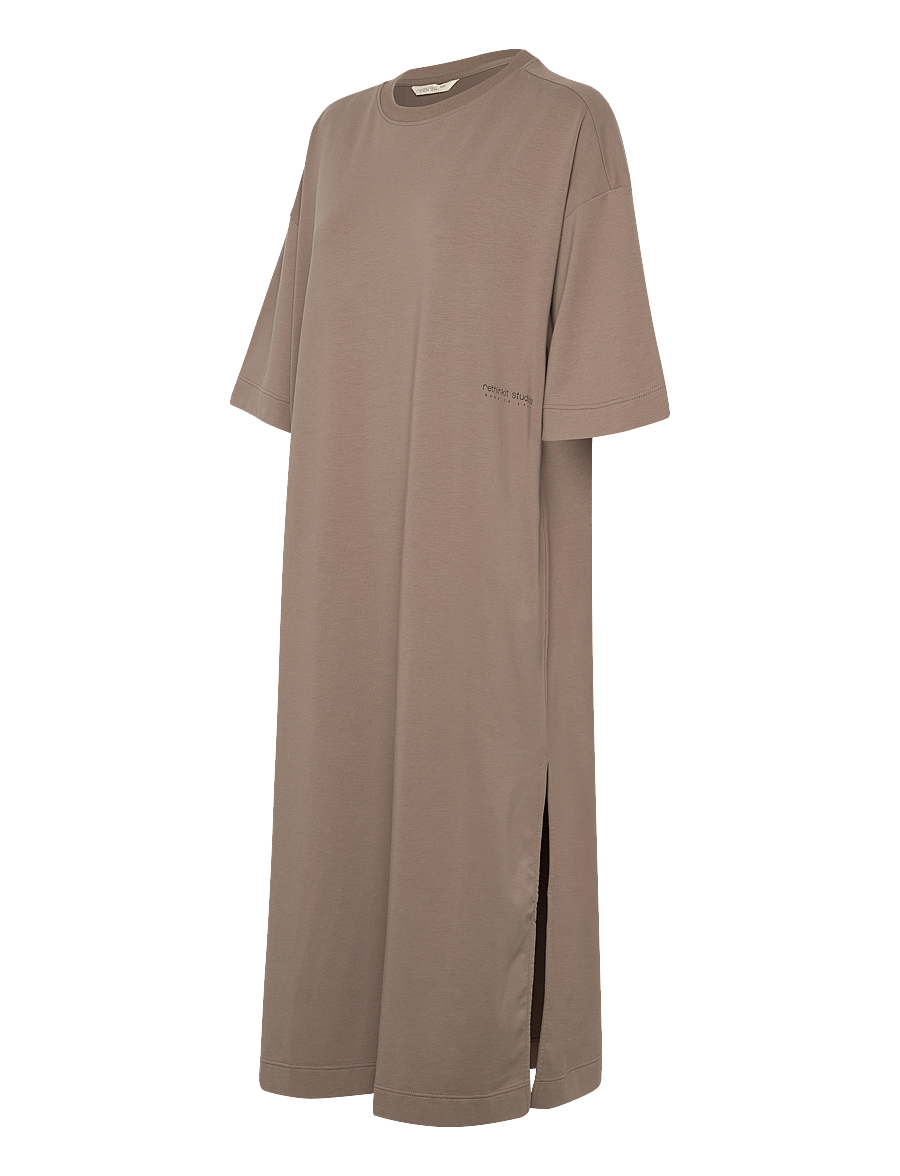 Rethinkit Studios - Light Sweat Tee dress - sukienki - warm grey - 3