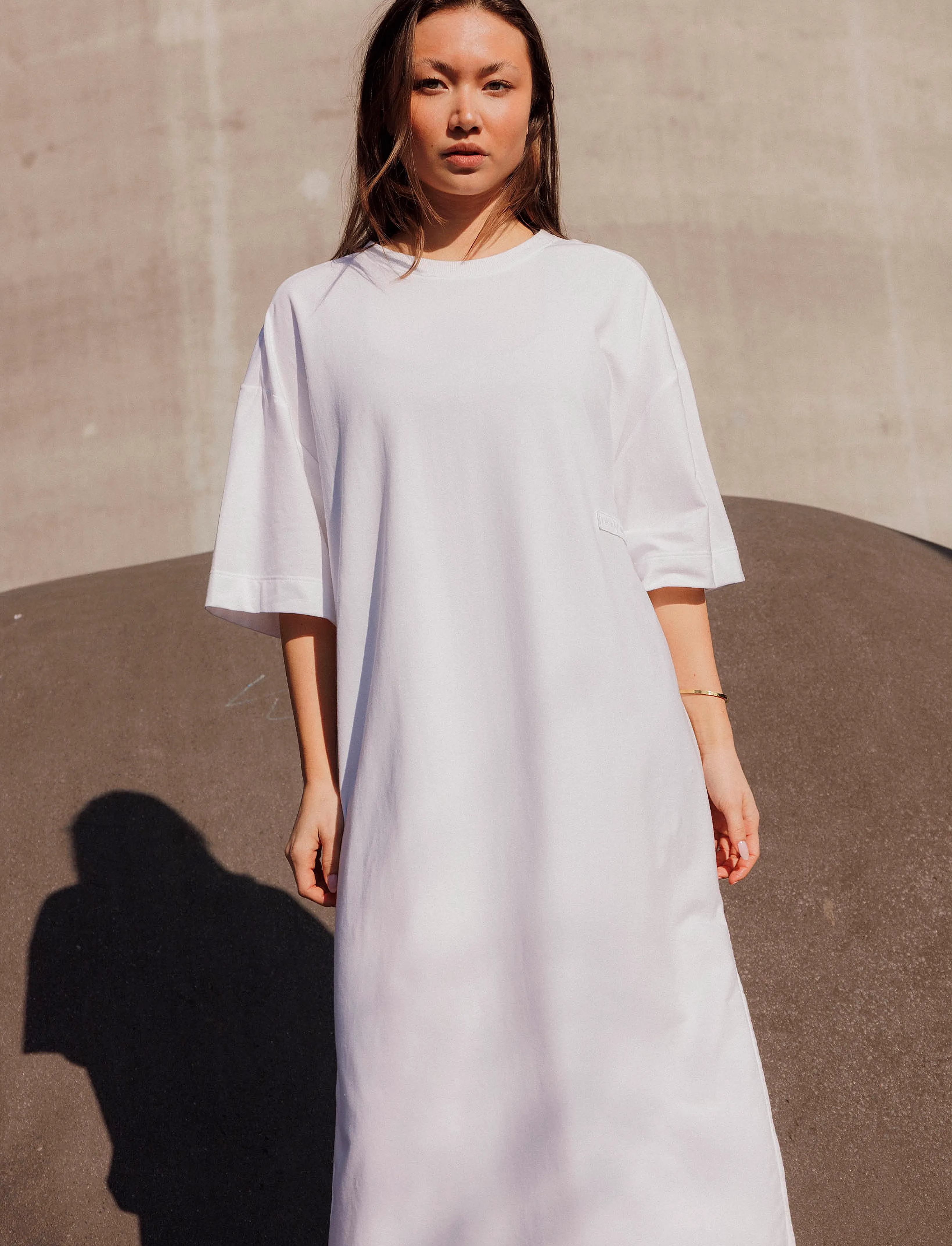 Rethinkit Studios - Light Sweat Tee dress - kjoler & skjørt - white - 2