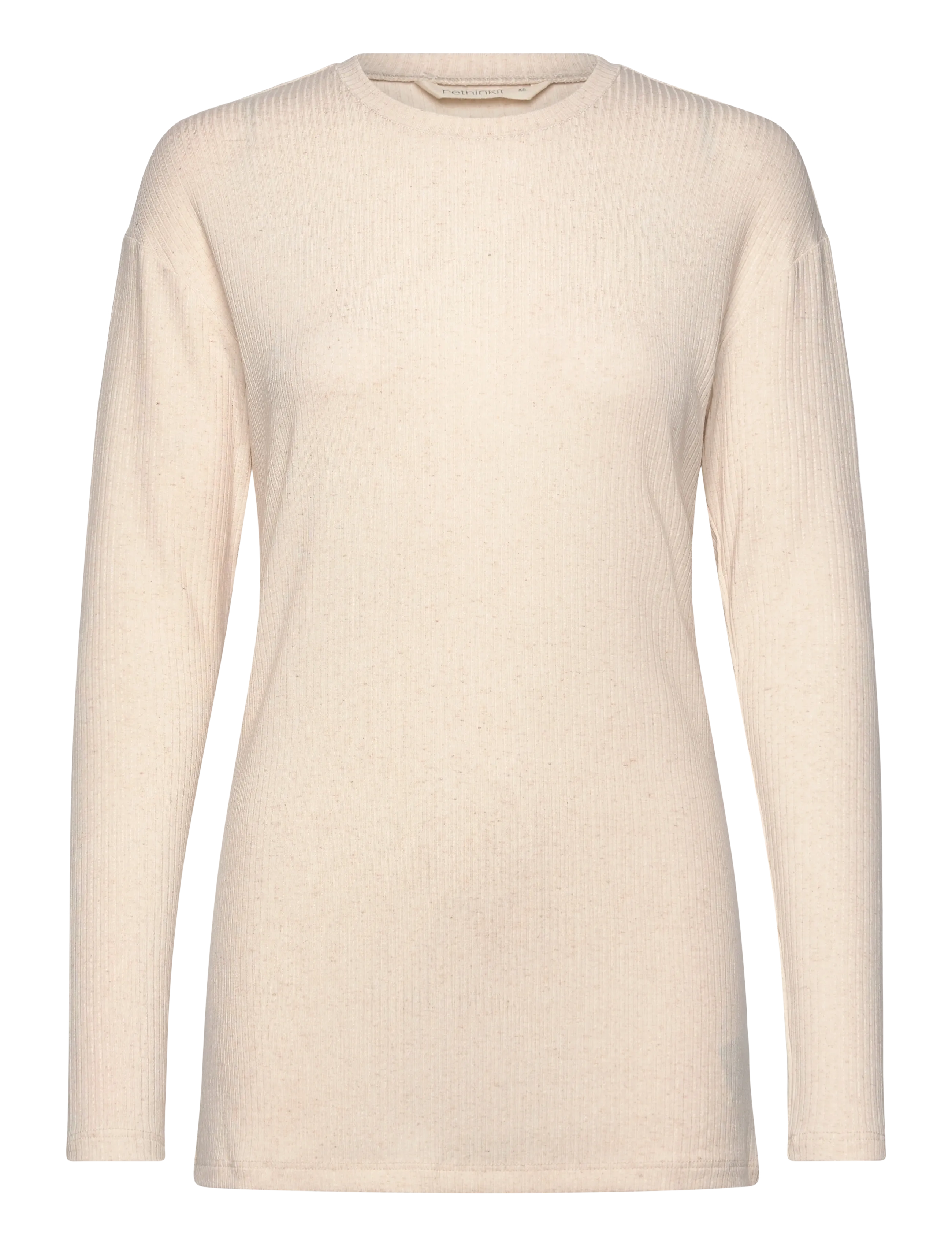 RETHINKIT STUDIOS Wide Rib Long Tee Merci Cream - XS - Damen