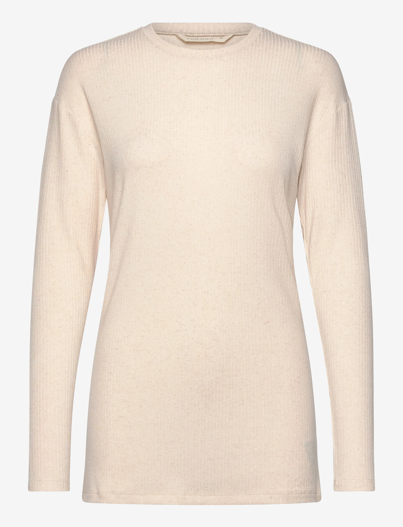 Rethinkit Studios - Wide Rib Long Tee Merci - langarmshirts - soft beige melange - 0