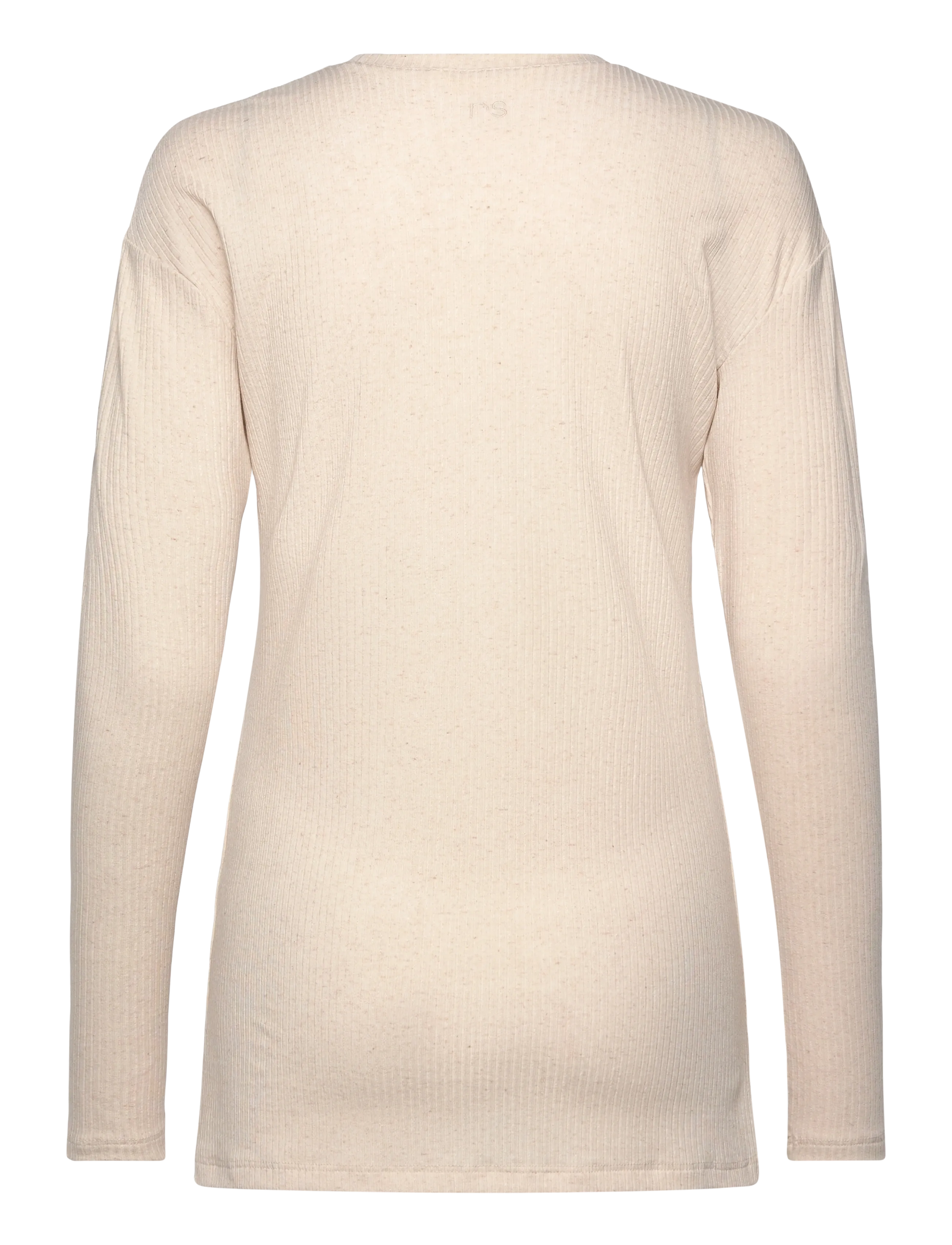 Rethinkit Studios - Wide Rib Long Tee Merci - spordisärgid - soft beige melange - 2