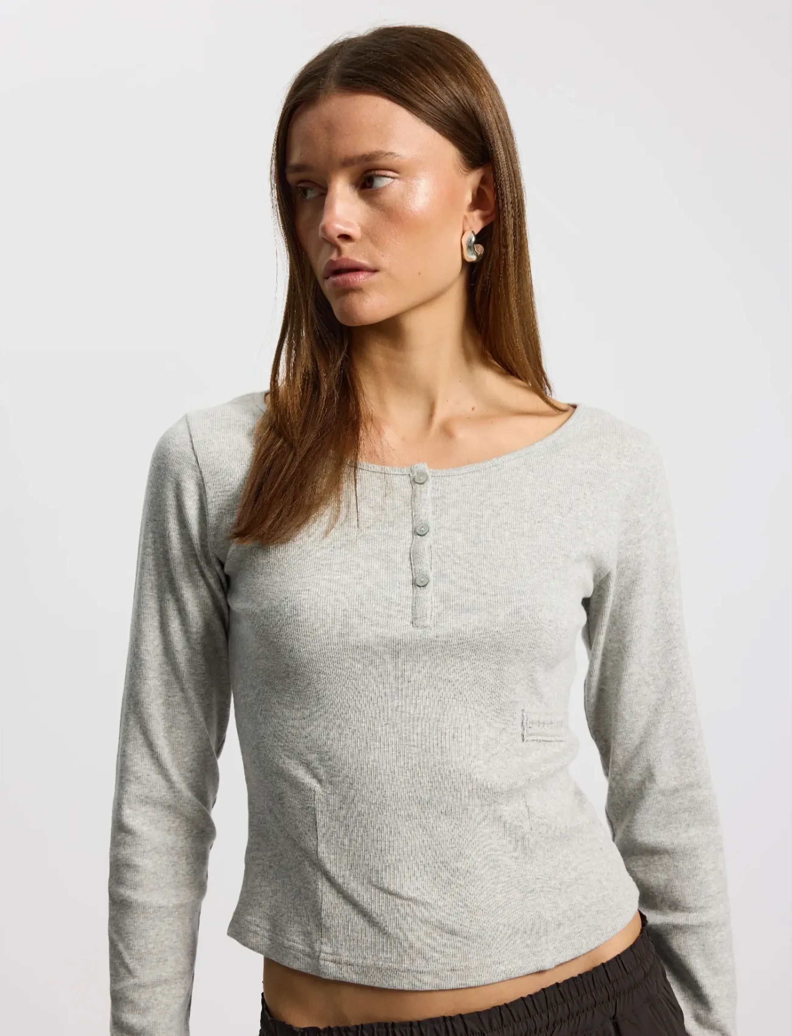Rethinkit Studios Elevate L/S T-shirt - Langärmlige Tops - GREY MELANGE / grey