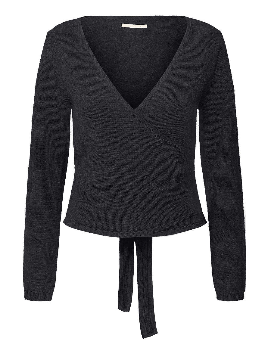 Rethinkit Studios - Wool Wrap Cardigan Keep Me - sweatshirts - dark navy melange - 0