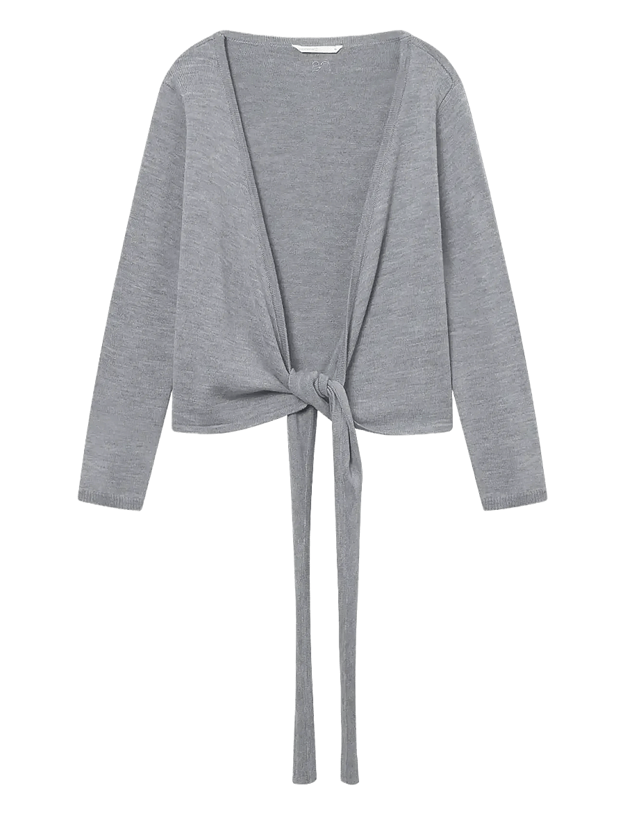 Rethinkit Studios - Wool Wrap Cardigan Keep Me - sweatshirts - light melange grey - 1