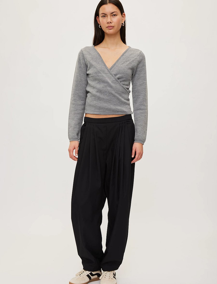 Rethinkit Studios - Wool Wrap Cardigan Keep Me - sweatshirts - light melange grey - 0