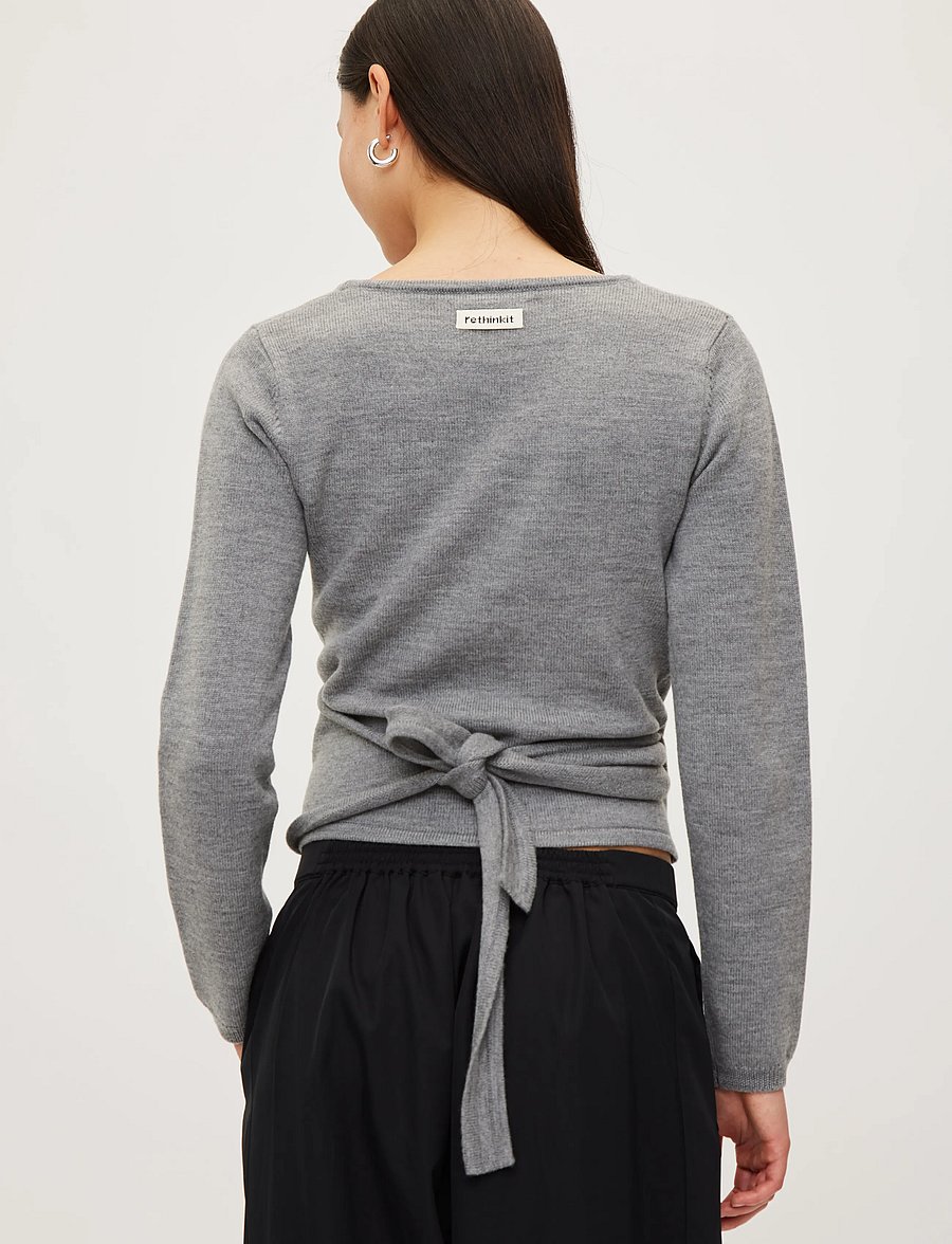 Rethinkit Studios - Wool Wrap Cardigan Keep Me - sweatshirts - light melange grey - 5