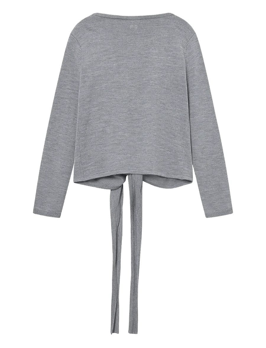 Rethinkit Studios - Wool Wrap Cardigan Keep Me - sweatshirts - light melange grey - 2