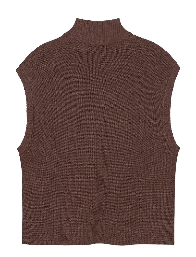 Rethinkit Studios - Wool Zip Vest Oslo - megztiniai ir džemperiai - brown melange - 2