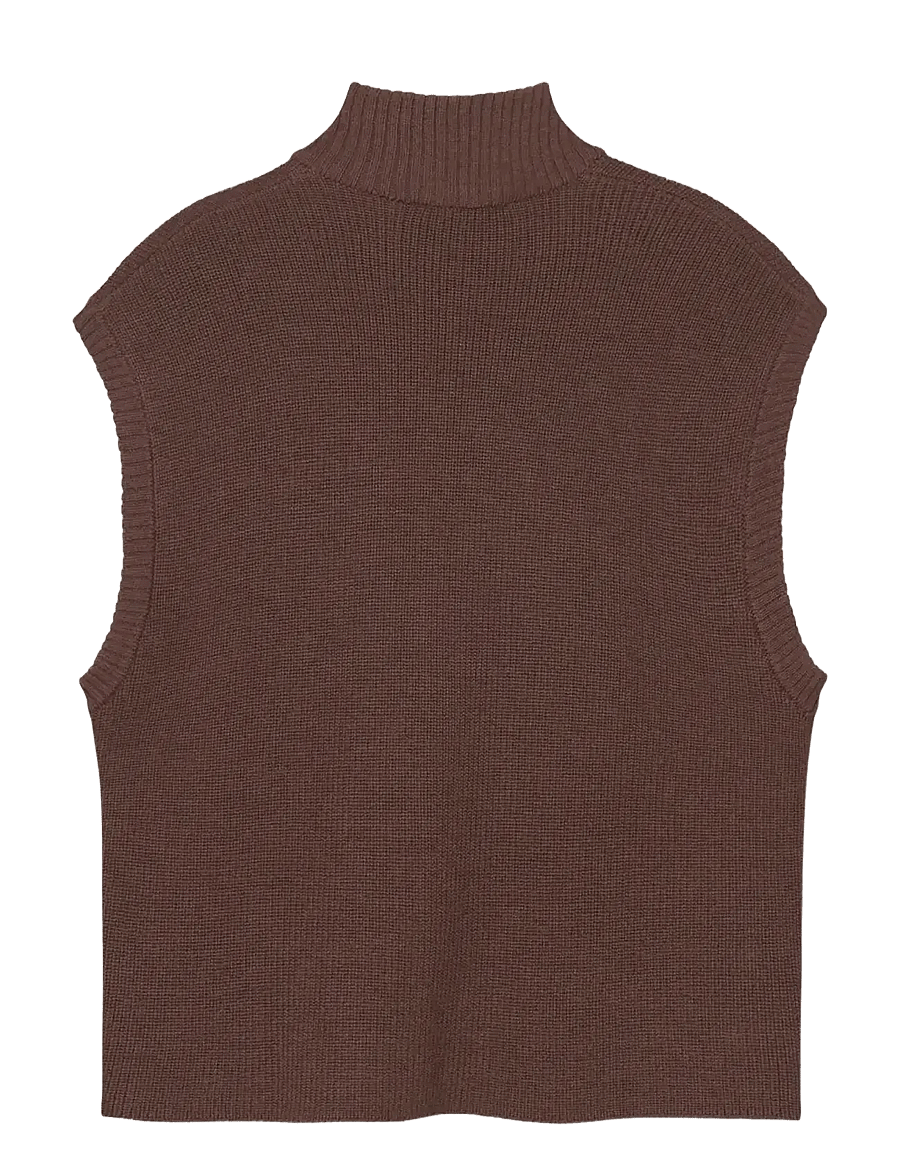 Rethinkit Studios - Wool Zip Vest Oslo - sweatshirts - brown melange - 2