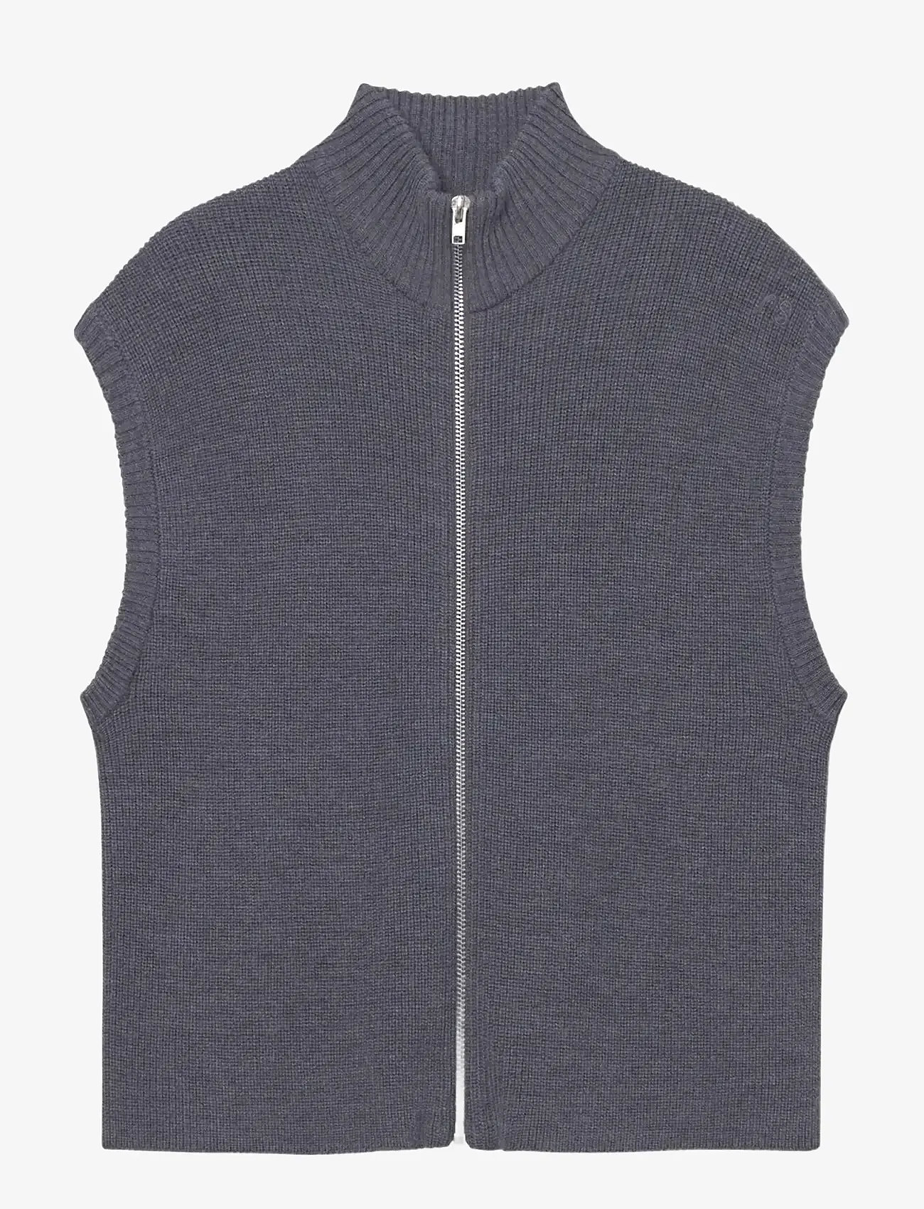 Rethinkit Studios - Wool Zip Vest Oslo - dzianinowe - dark melange grey - 1