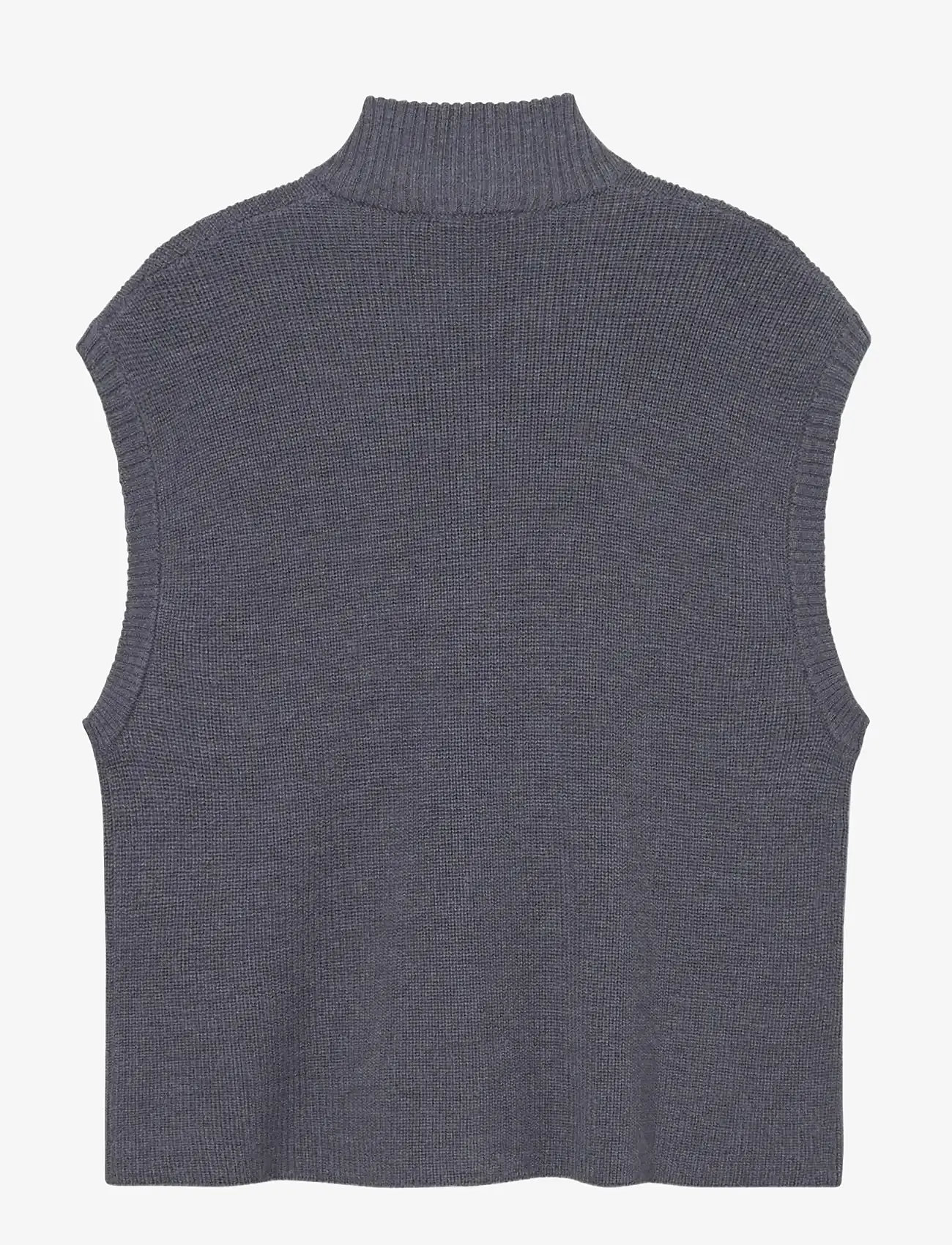 Rethinkit Studios - Wool Zip Vest Oslo - dzianinowe - dark melange grey - 2