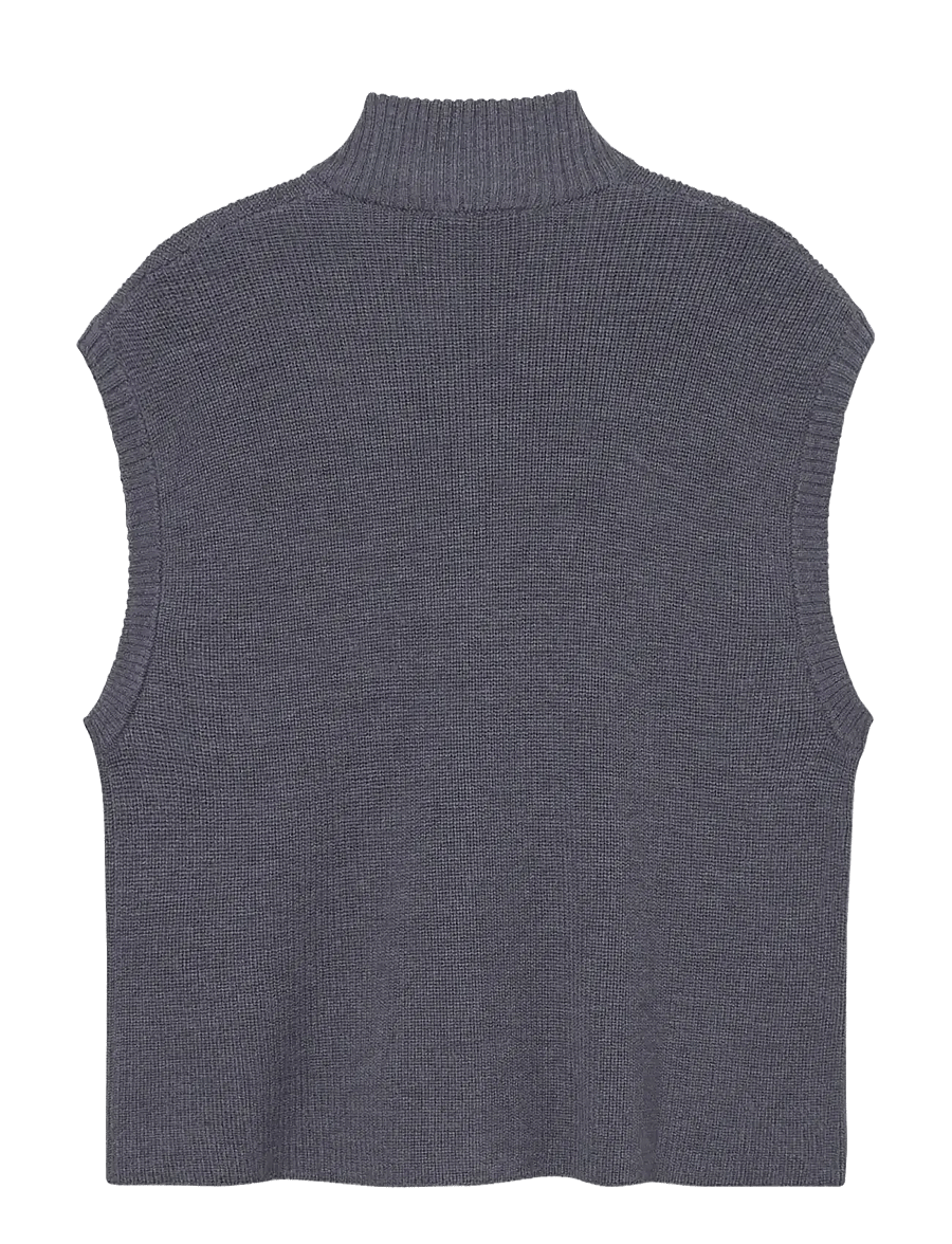 Rethinkit Studios - Wool Zip Vest Oslo - sweatshirts - dark melange grey - 2