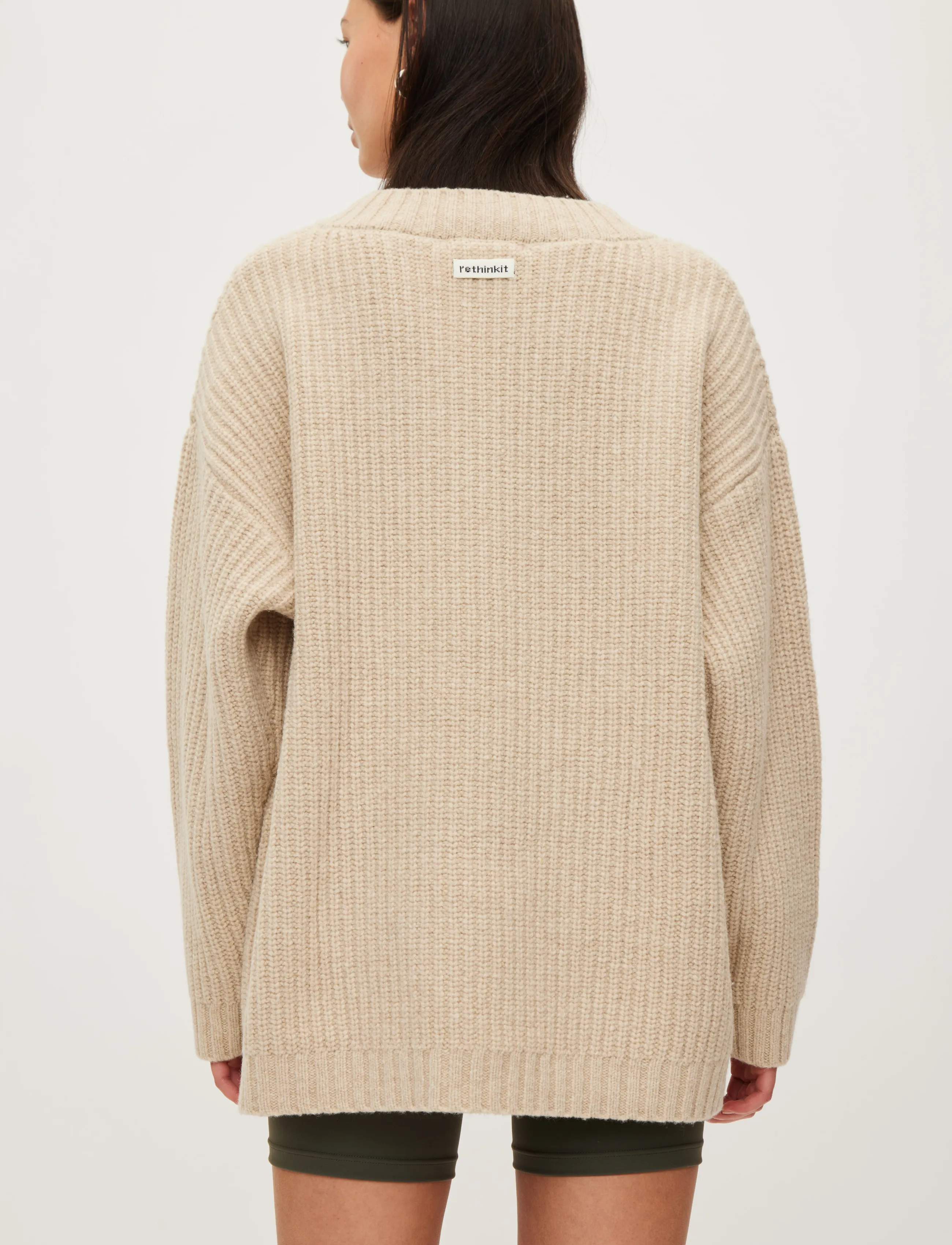 Rethinkit Studios - Wool Knit V-Neck Sweater Chamonix - sweatshirts - fossil melange - 5
