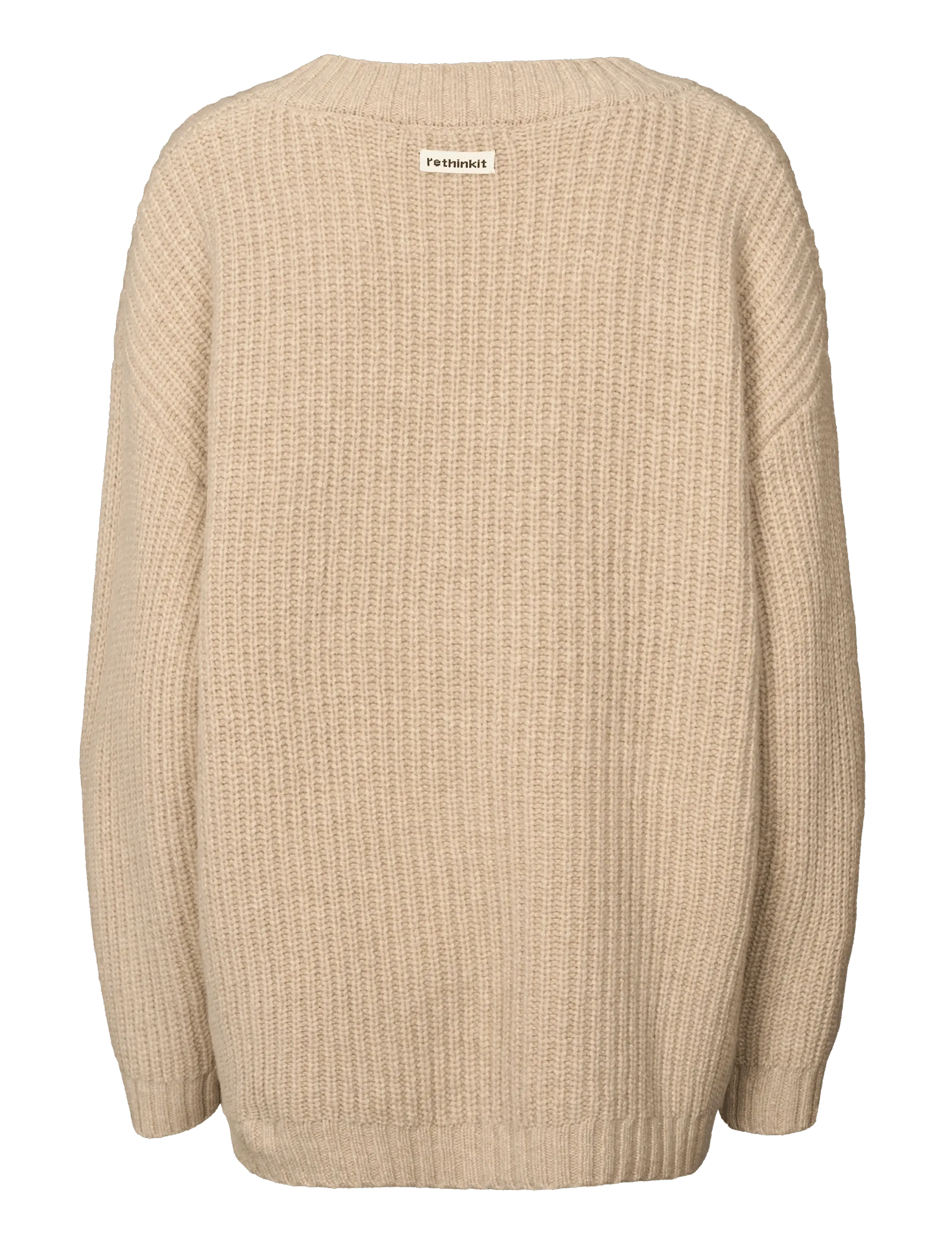 Rethinkit Studios - Wool Knit V-Neck Sweater Chamonix - sweatshirts - fossil melange - 2