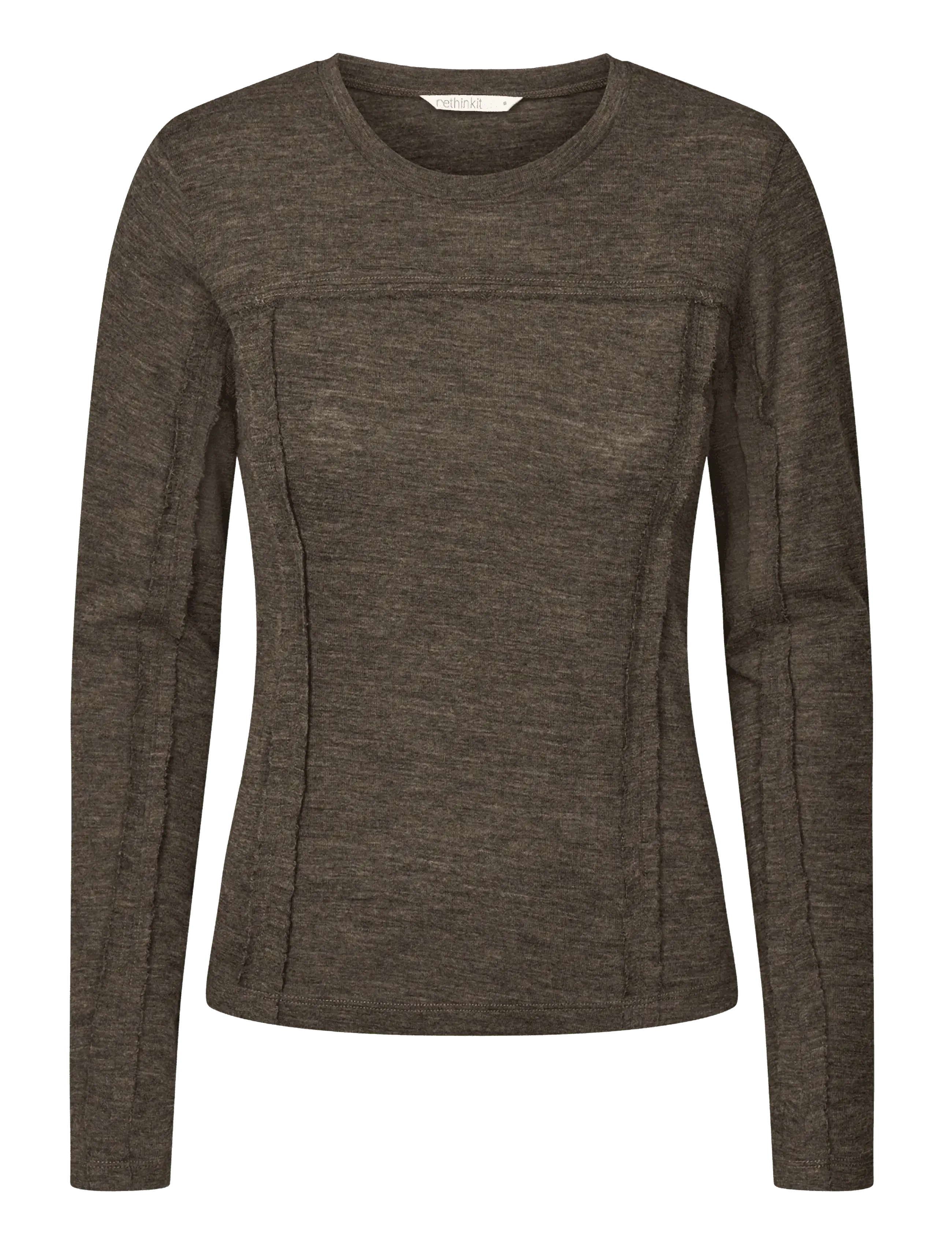 Rethinkit Studios Merino Wool Tee LS Haze - Unterwäsche & Socken - DARK BROWN MELANGE / brown