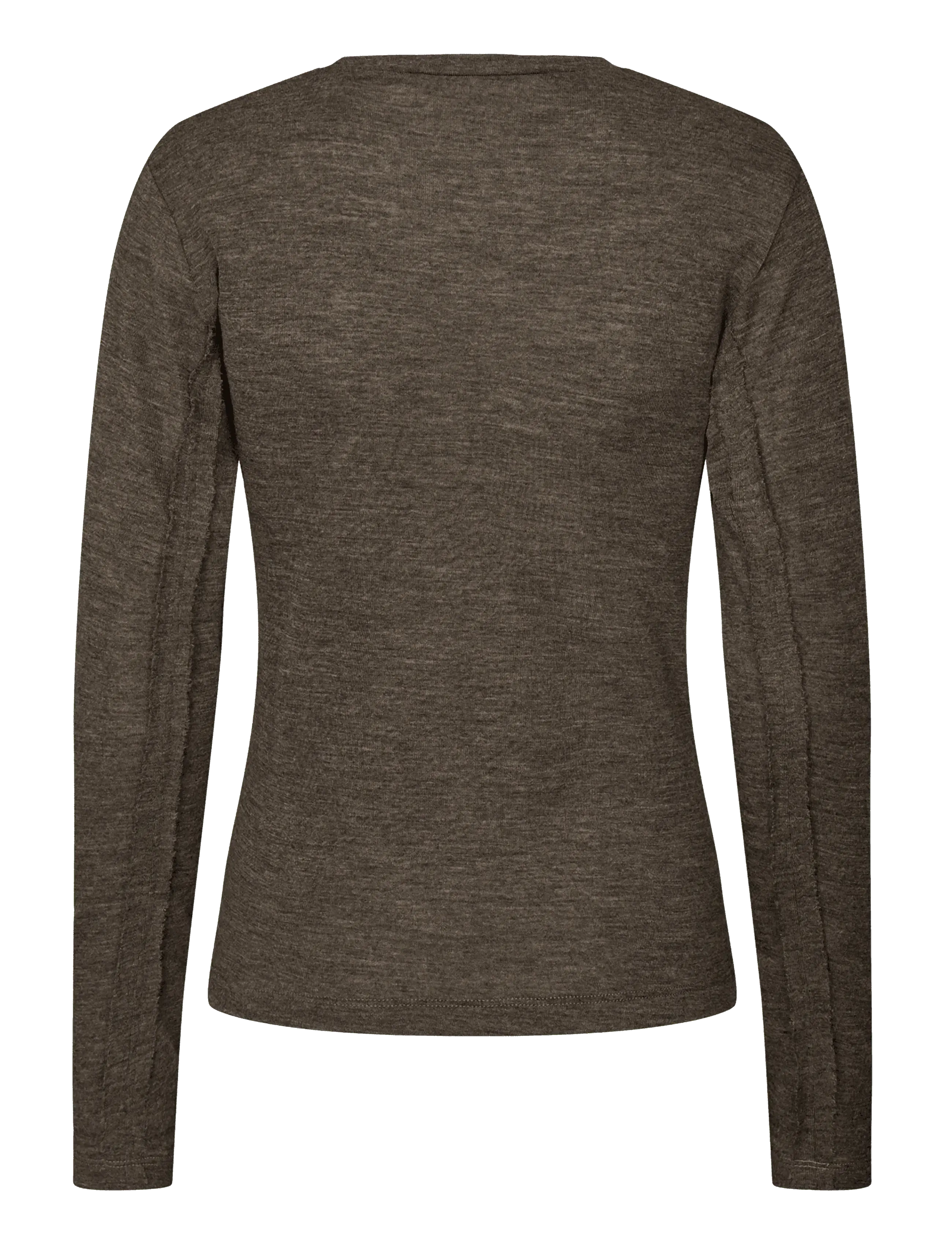 Rethinkit Studios - Merino Wool Tee LS Haze - dark brown melange - 2