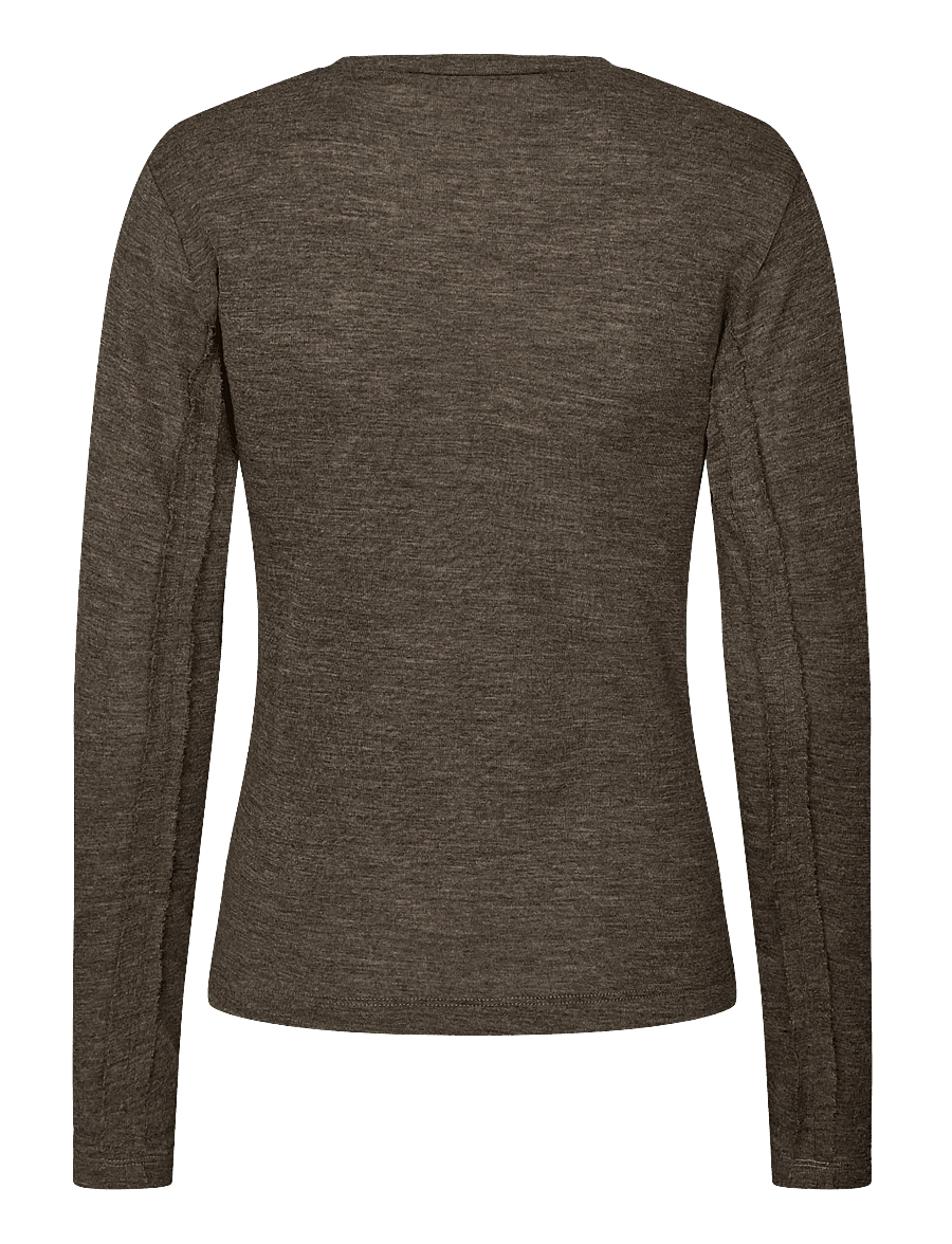 Rethinkit Studios - Merino Wool Tee LS Haze - dark brown melange - 2